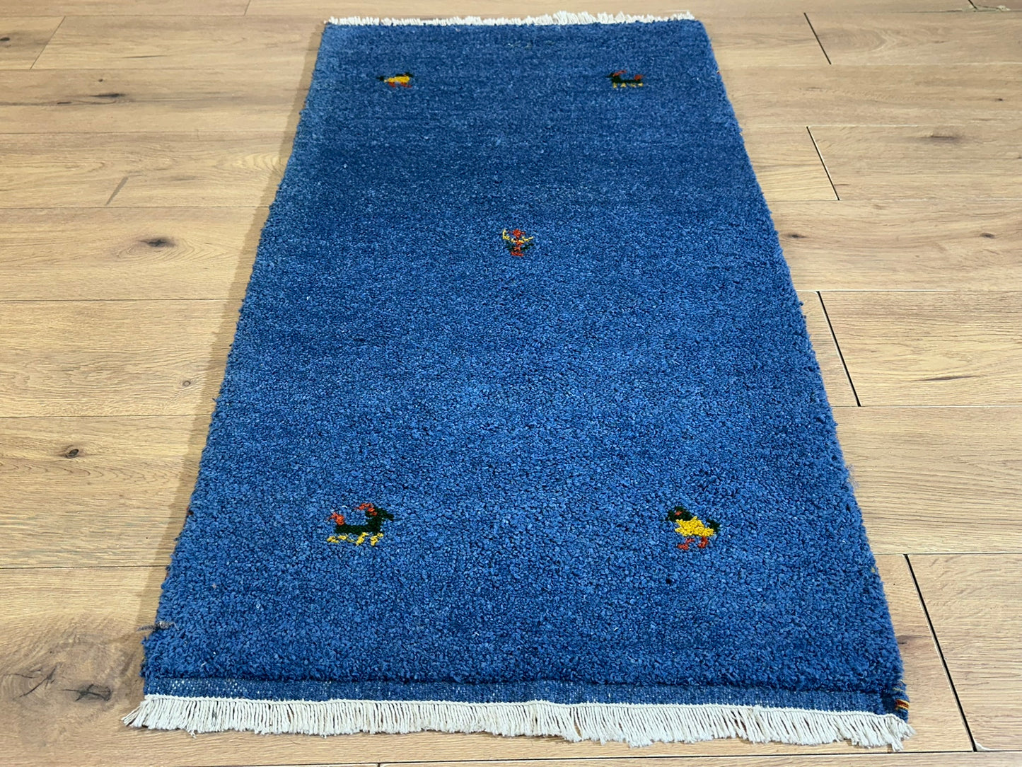 Indo Gabbeh Orientteppich handgeknüpft Blau 125x65 cm