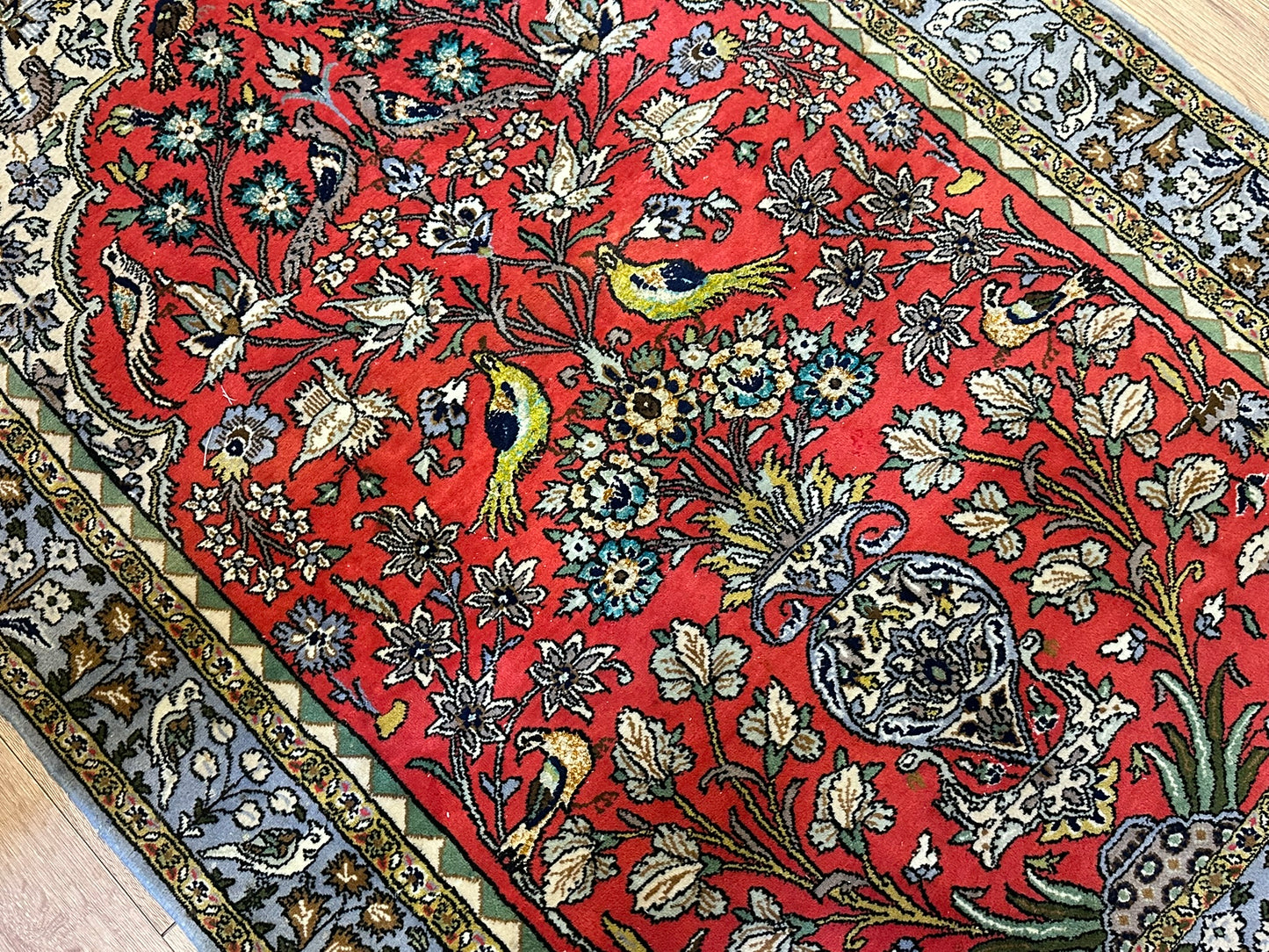 Orientteppich handgeknüpft Ghom Korkwolle 151x103 cm