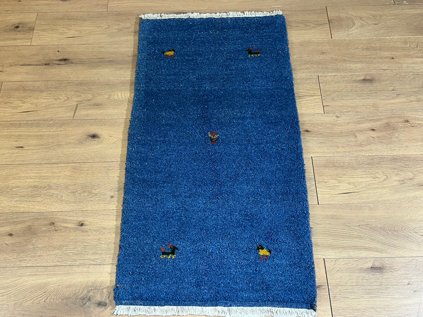 Indo Gabbeh Orientteppich handgeknüpft Blau 125x65 cm