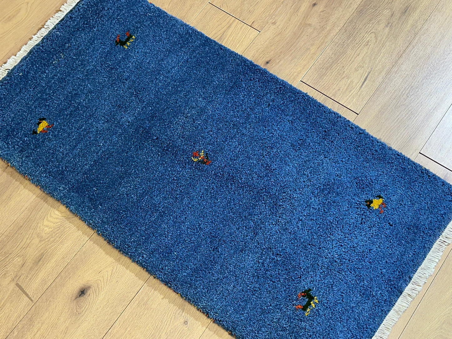 Indo Gabbeh Orientteppich handgeknüpft Blau 125x65 cm