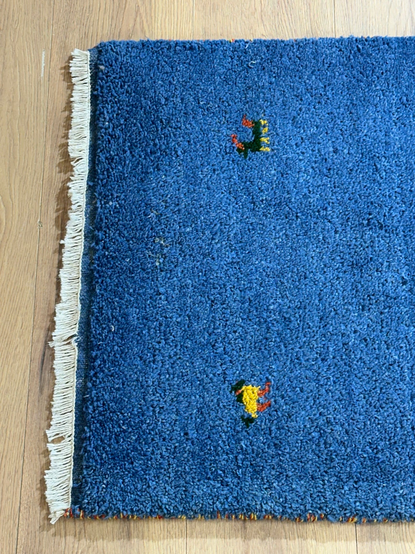 Indo Gabbeh Orientteppich handgeknüpft Blau 125x65 cm