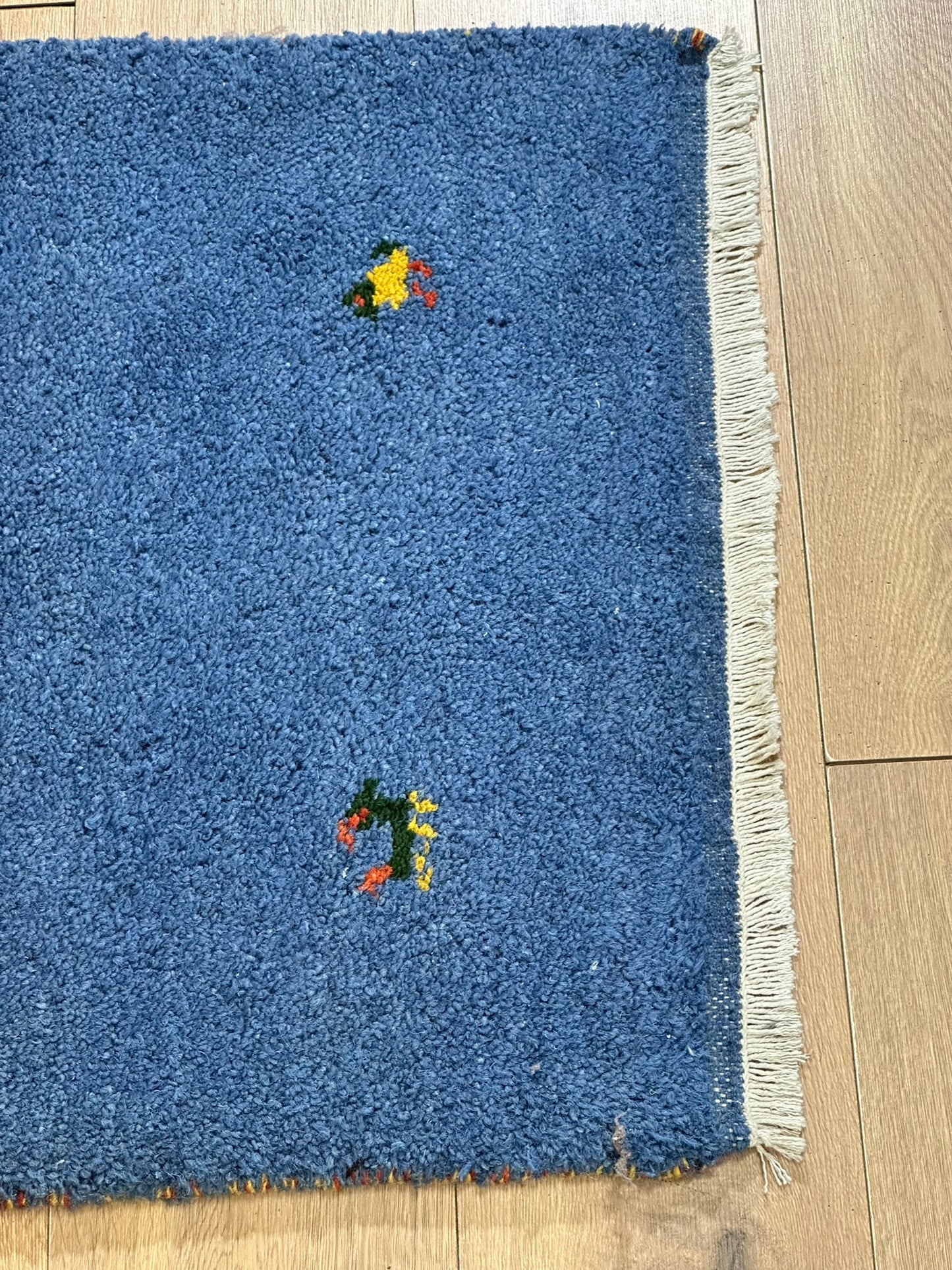 Indo Gabbeh Orientteppich handgeknüpft Blau 125x65 cm