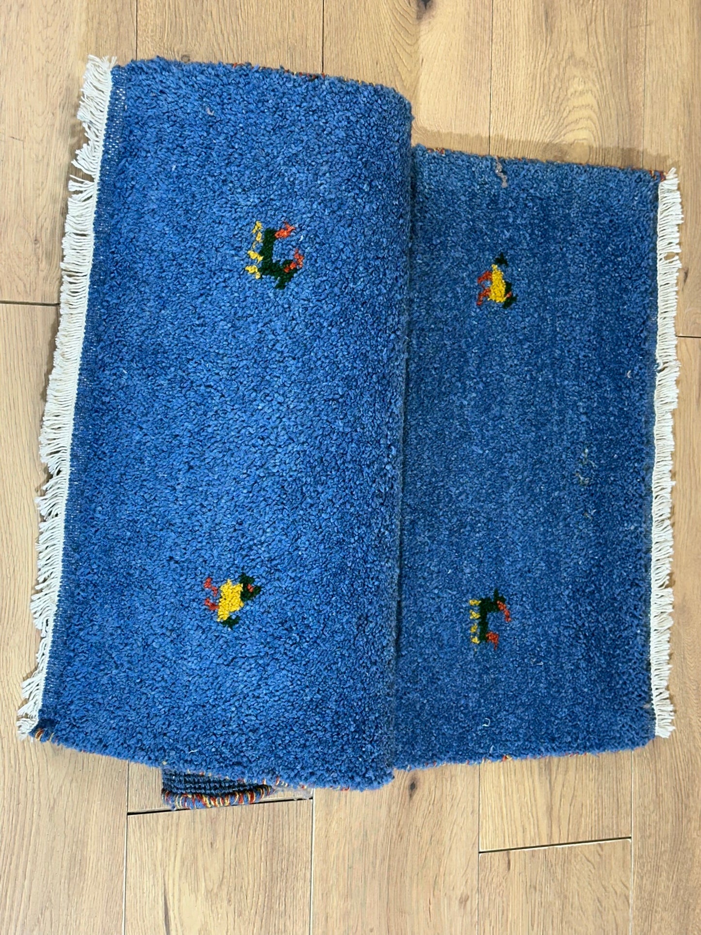 Indo Gabbeh Orientteppich handgeknüpft Blau 125x65 cm