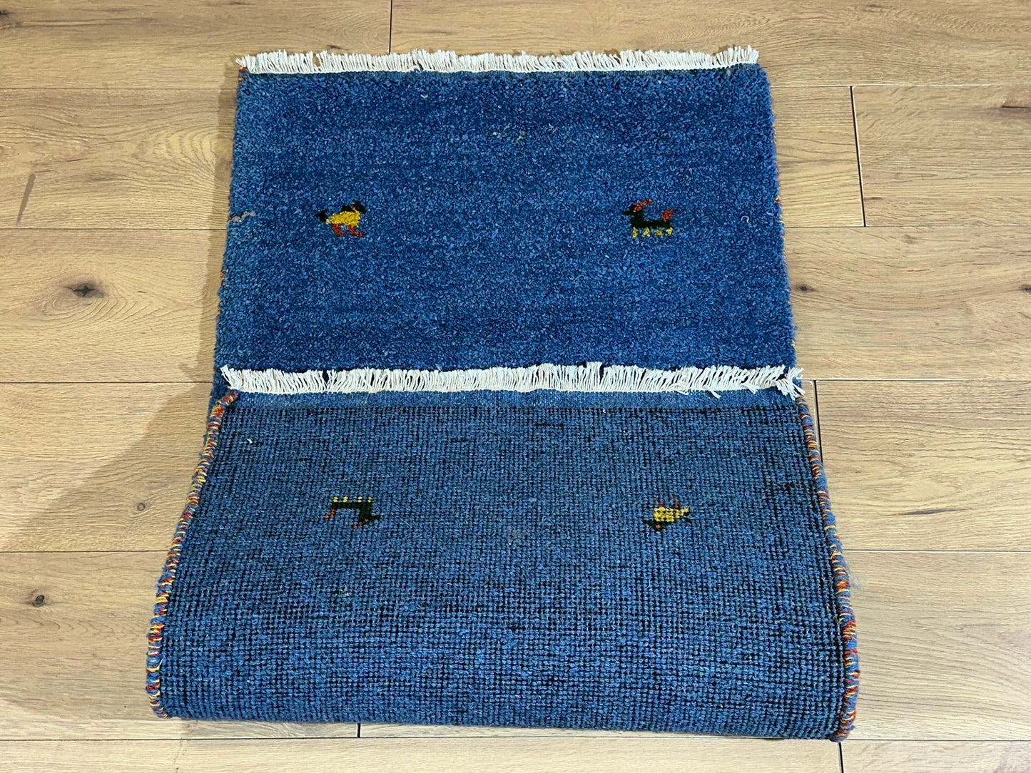 Indo Gabbeh Orientteppich handgeknüpft Blau 125x65 cm