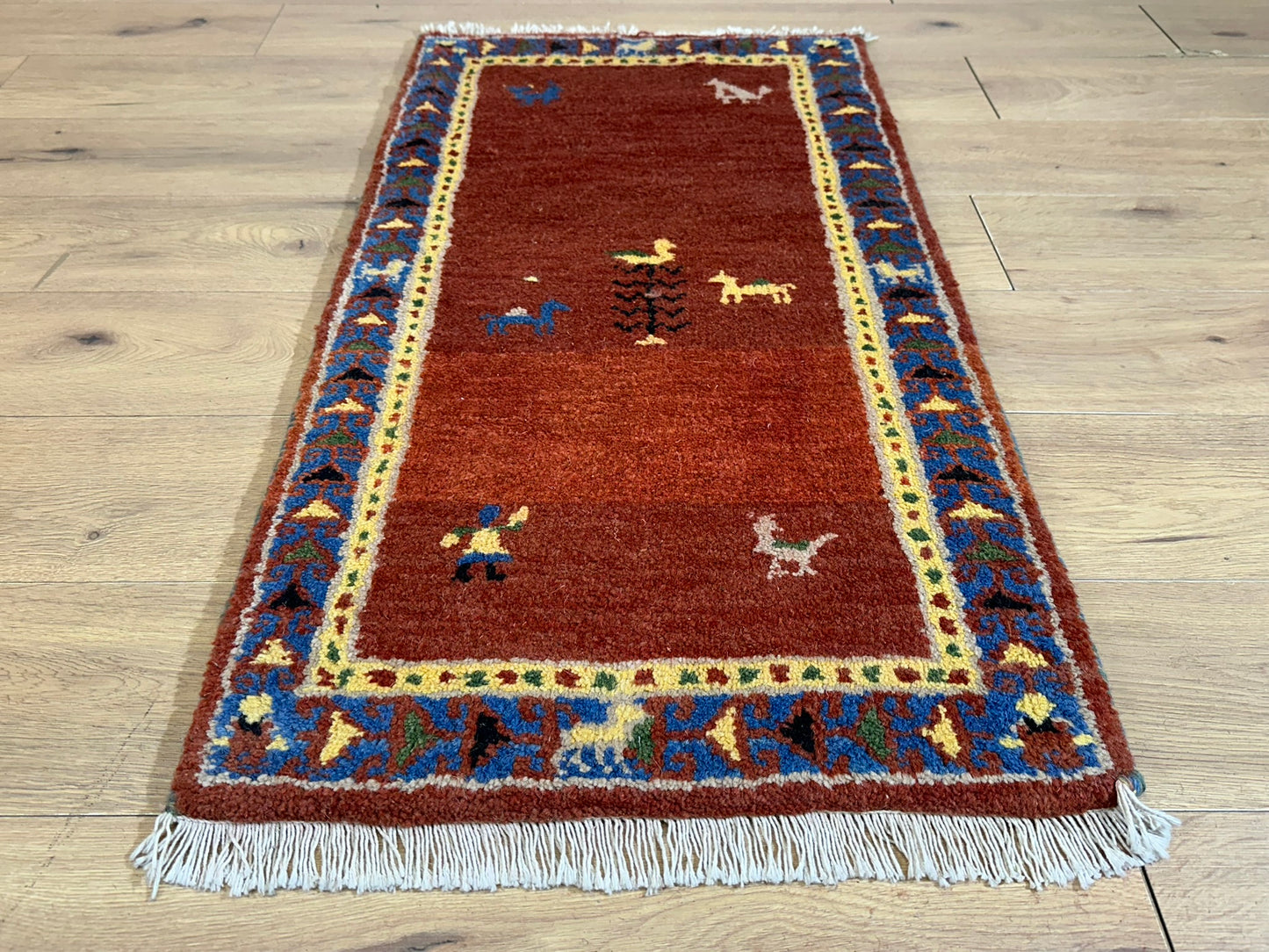 Orientteppich handgeknüpft Indo Gabbeh 120x60 cm