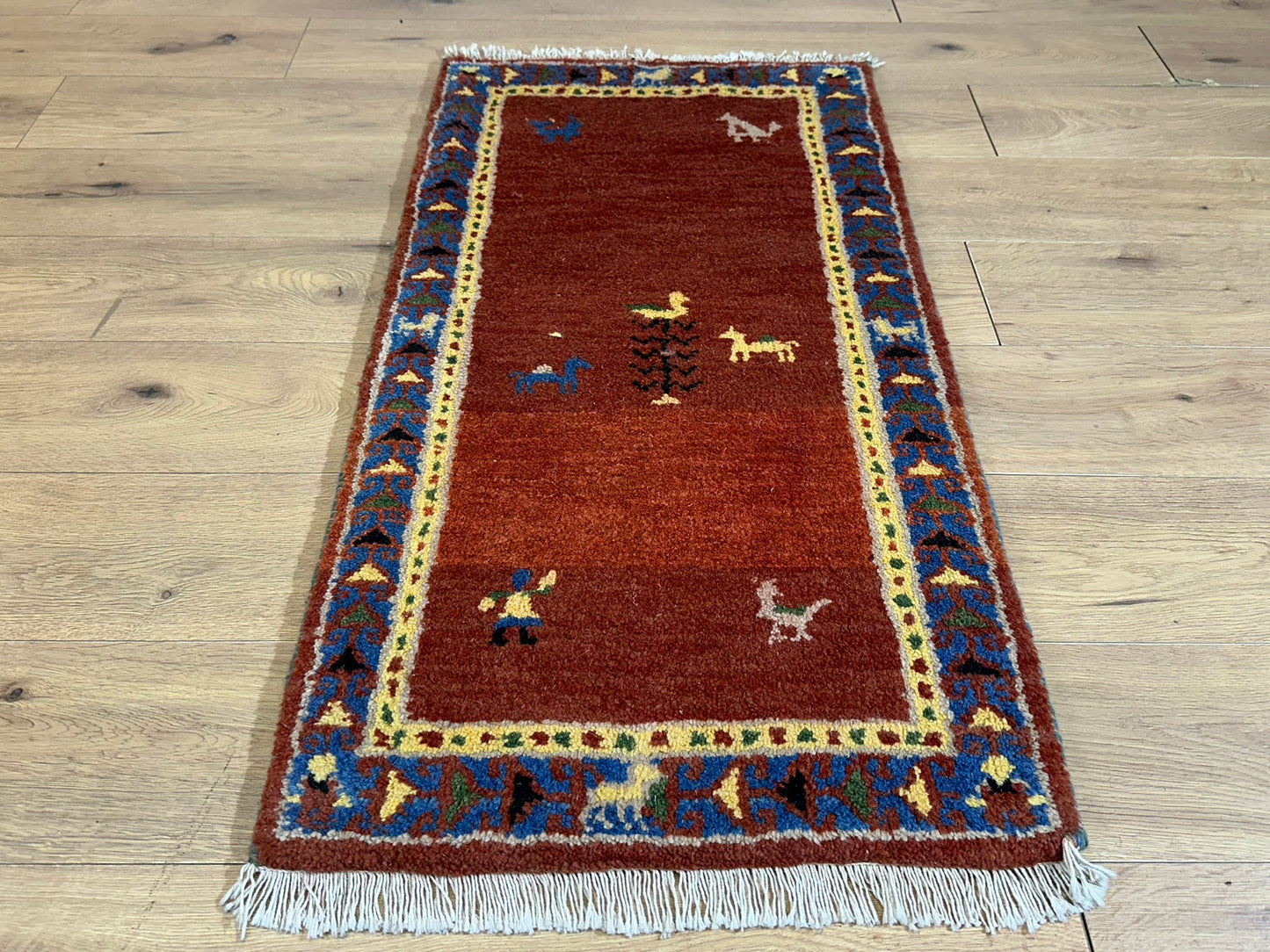 Orientteppich handgeknüpft Indo Gabbeh 120x60 cm