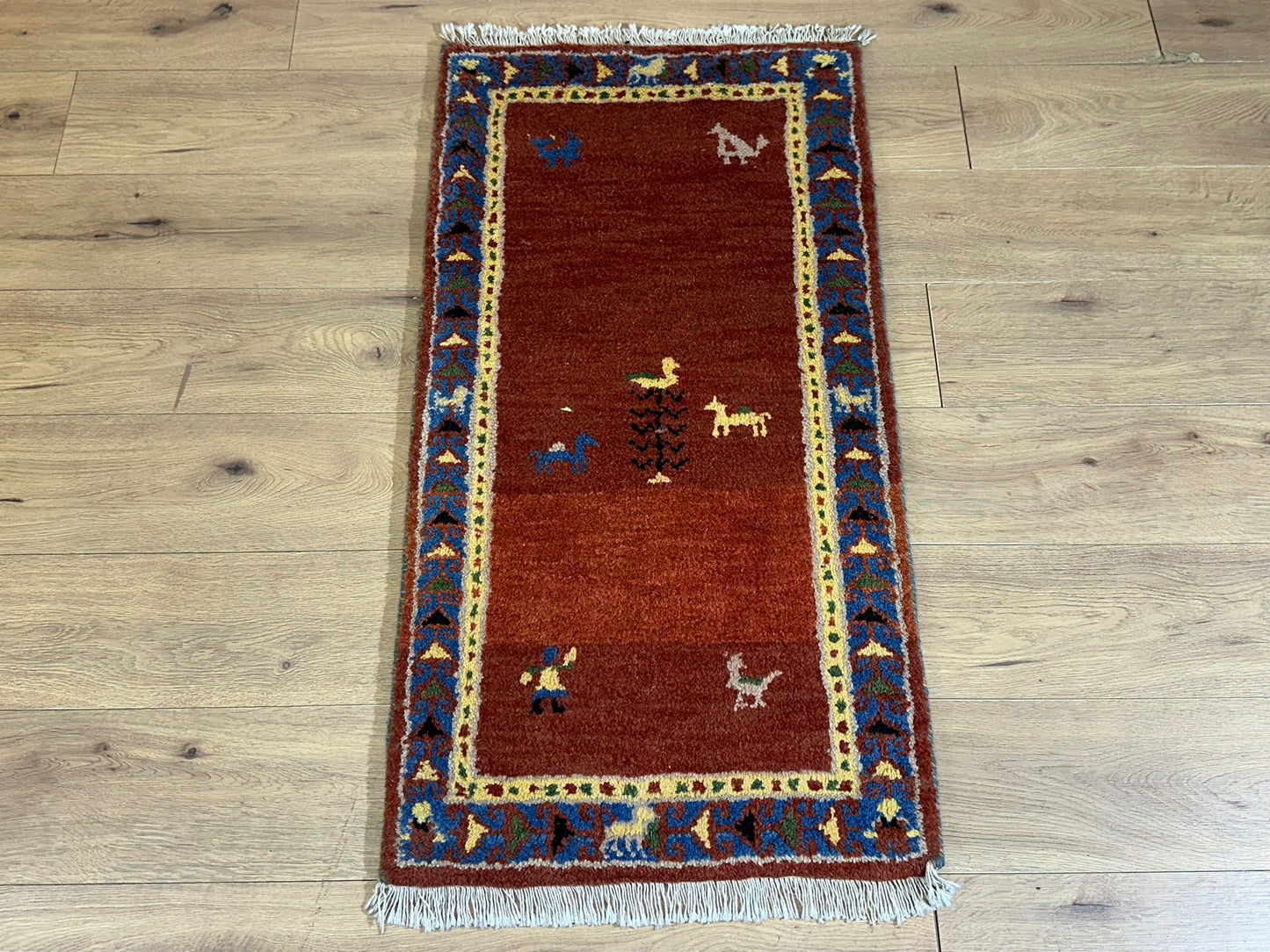 Orientteppich handgeknüpft Indo Gabbeh 120x60 cm