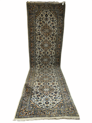 Orientteppich handgeknüpft Keschan Läufer 390x107 cm