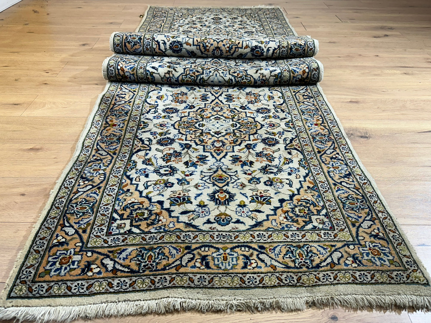 Orientteppich handgeknüpft Keschan Läufer 390x107 cm