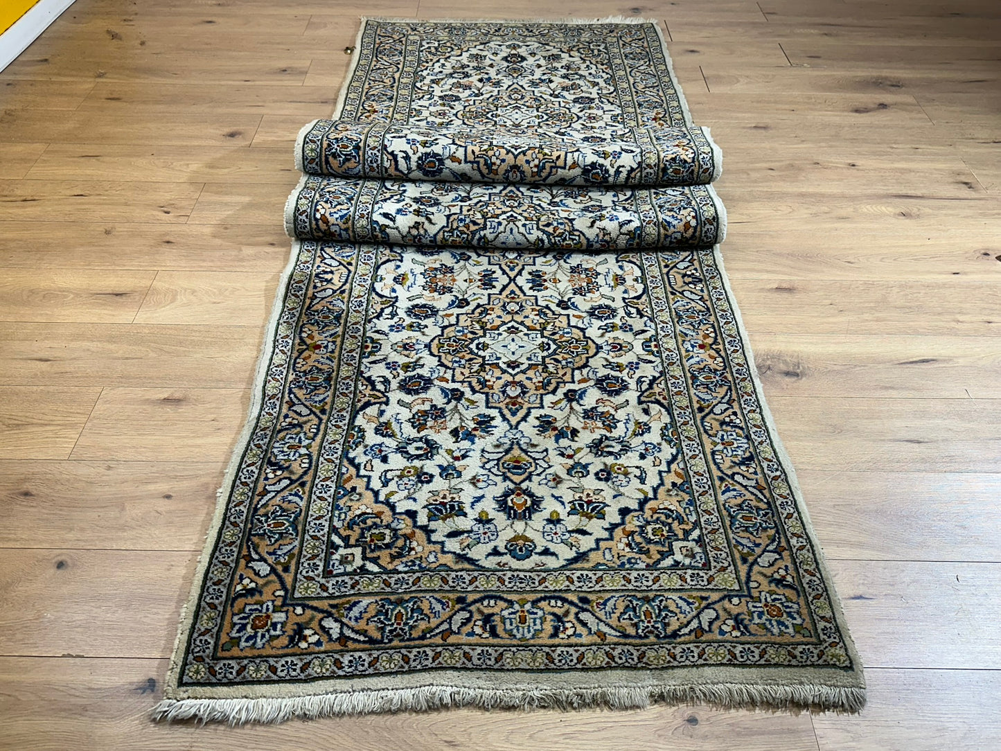 Orientteppich handgeknüpft Keschan Läufer 390x107 cm