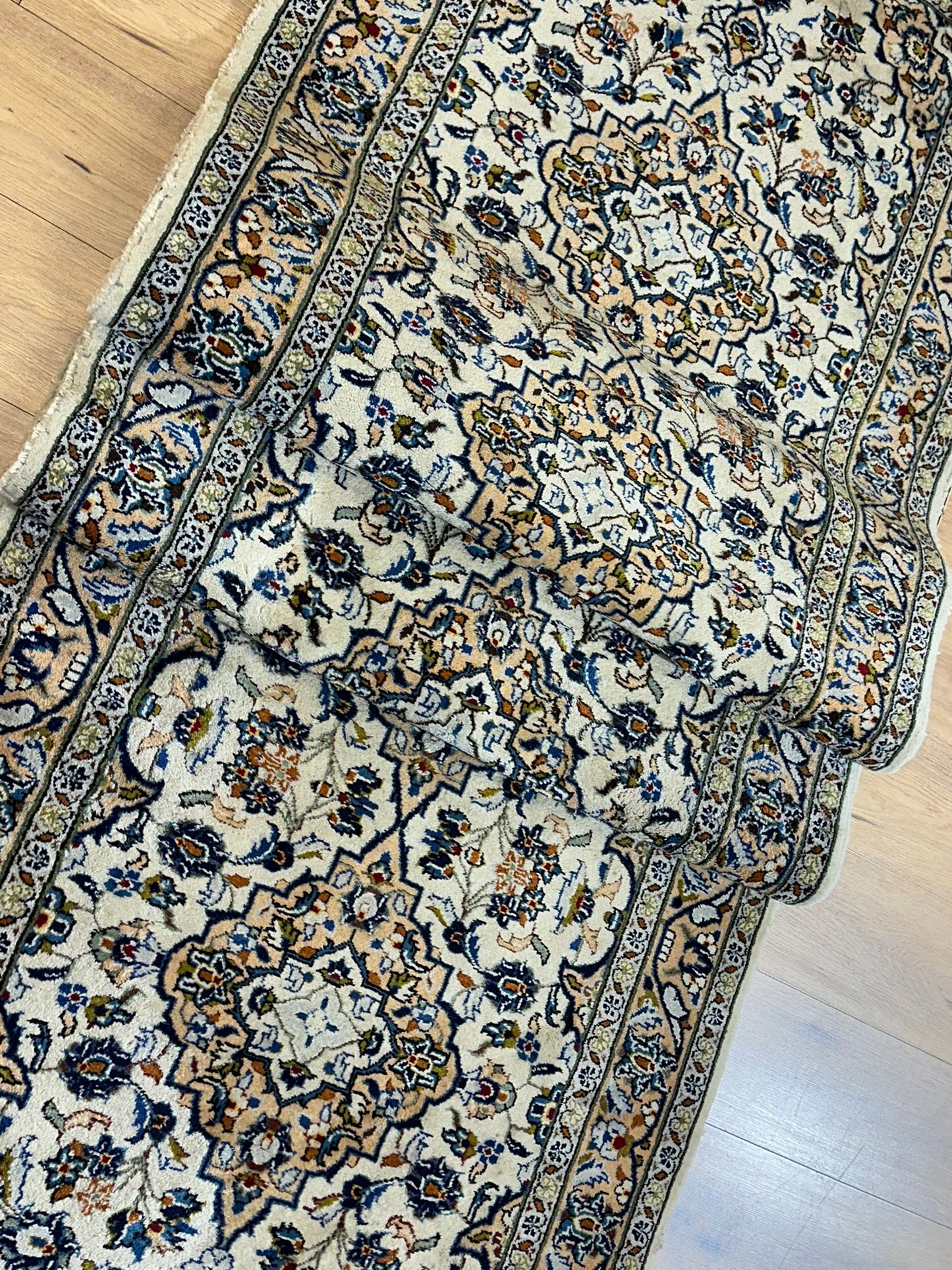 Orientteppich handgeknüpft Keschan Läufer 390x107 cm