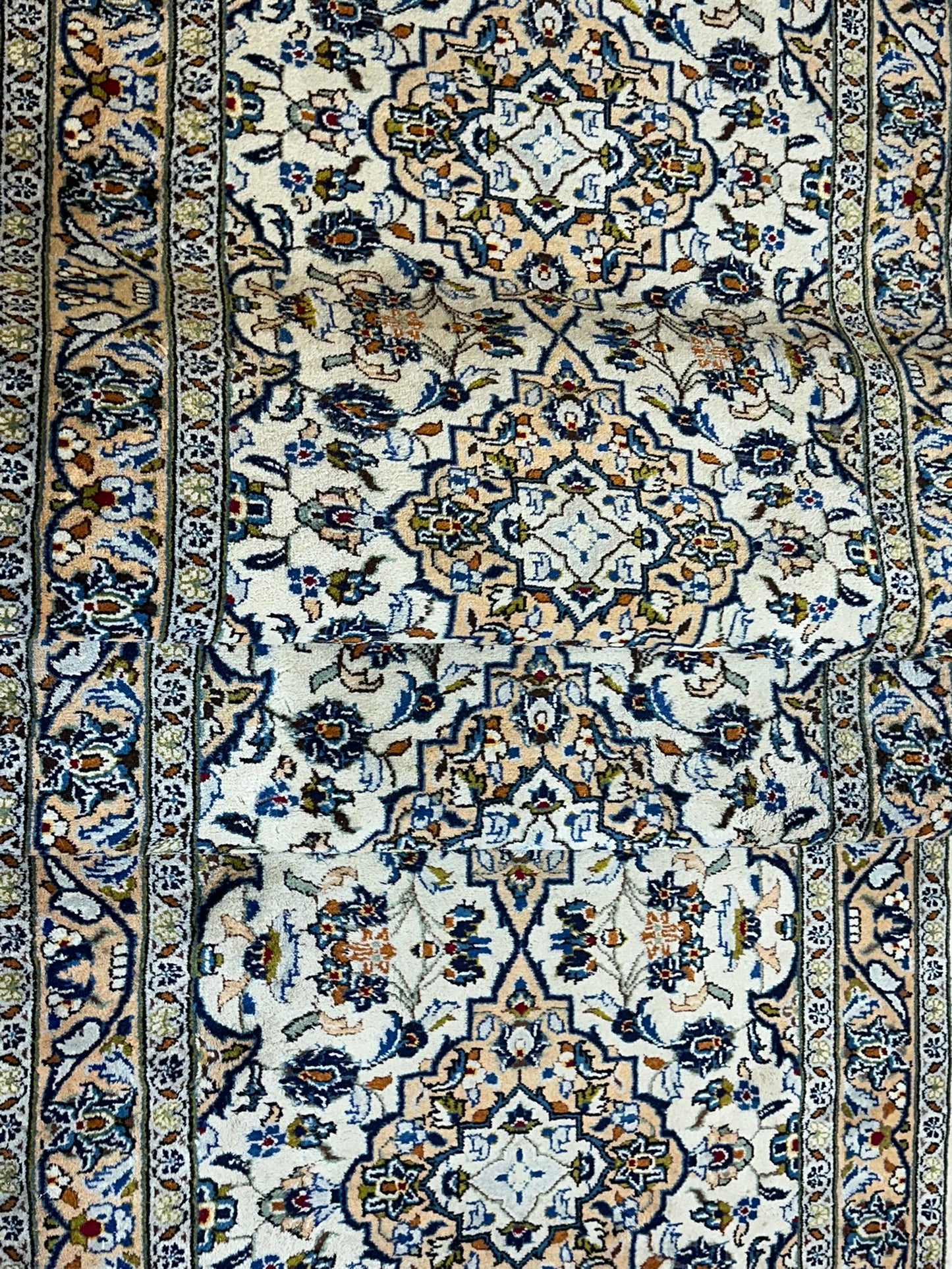 Orientteppich handgeknüpft Keschan Läufer 390x107 cm