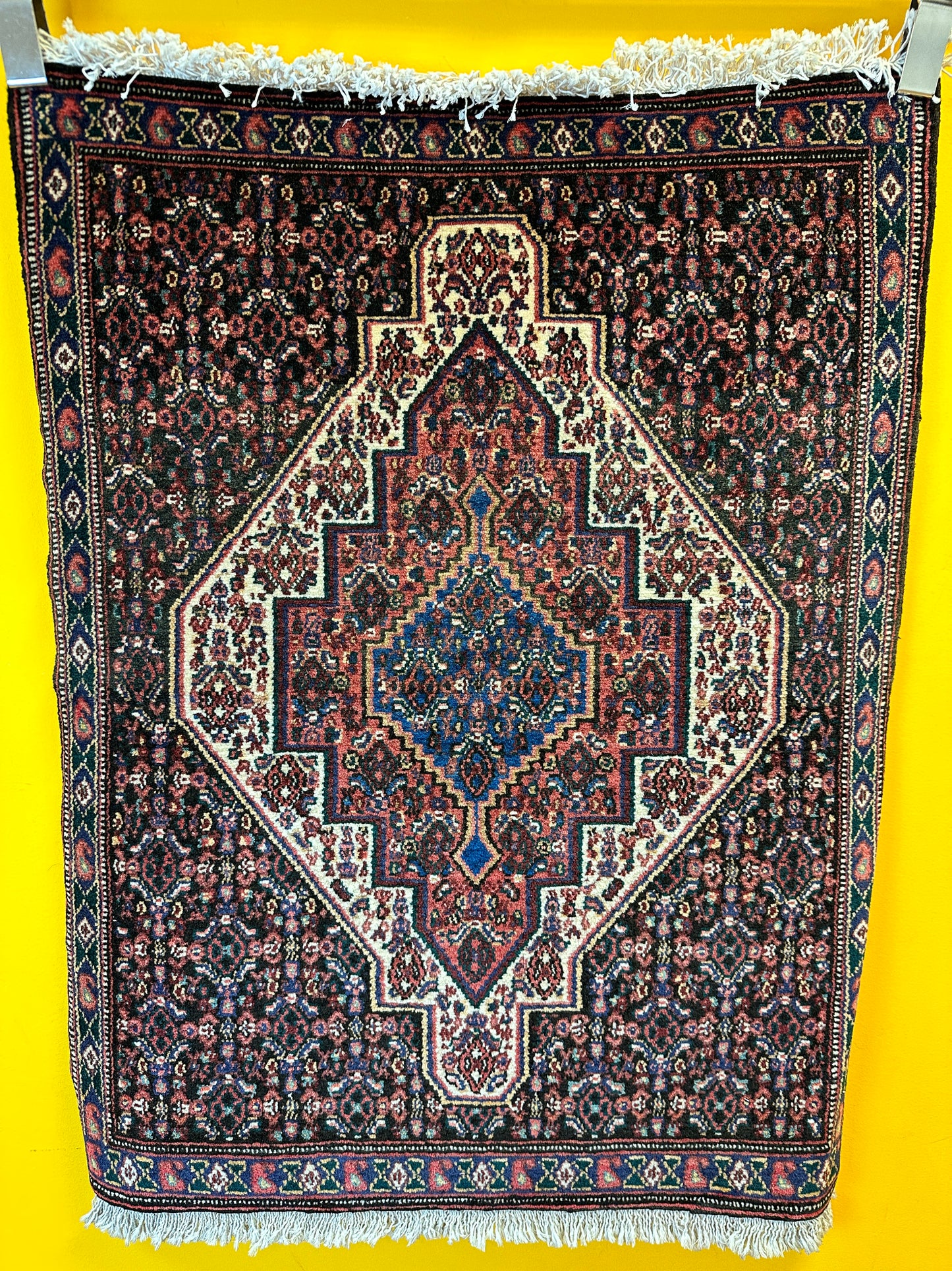 Handgeknüpfter Perser Orientteppich Senneh Jugendstil - Naturfarben 96x74 cm