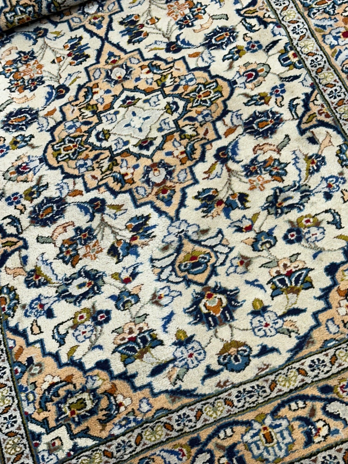 Orientteppich handgeknüpft Keschan Läufer 390x107 cm