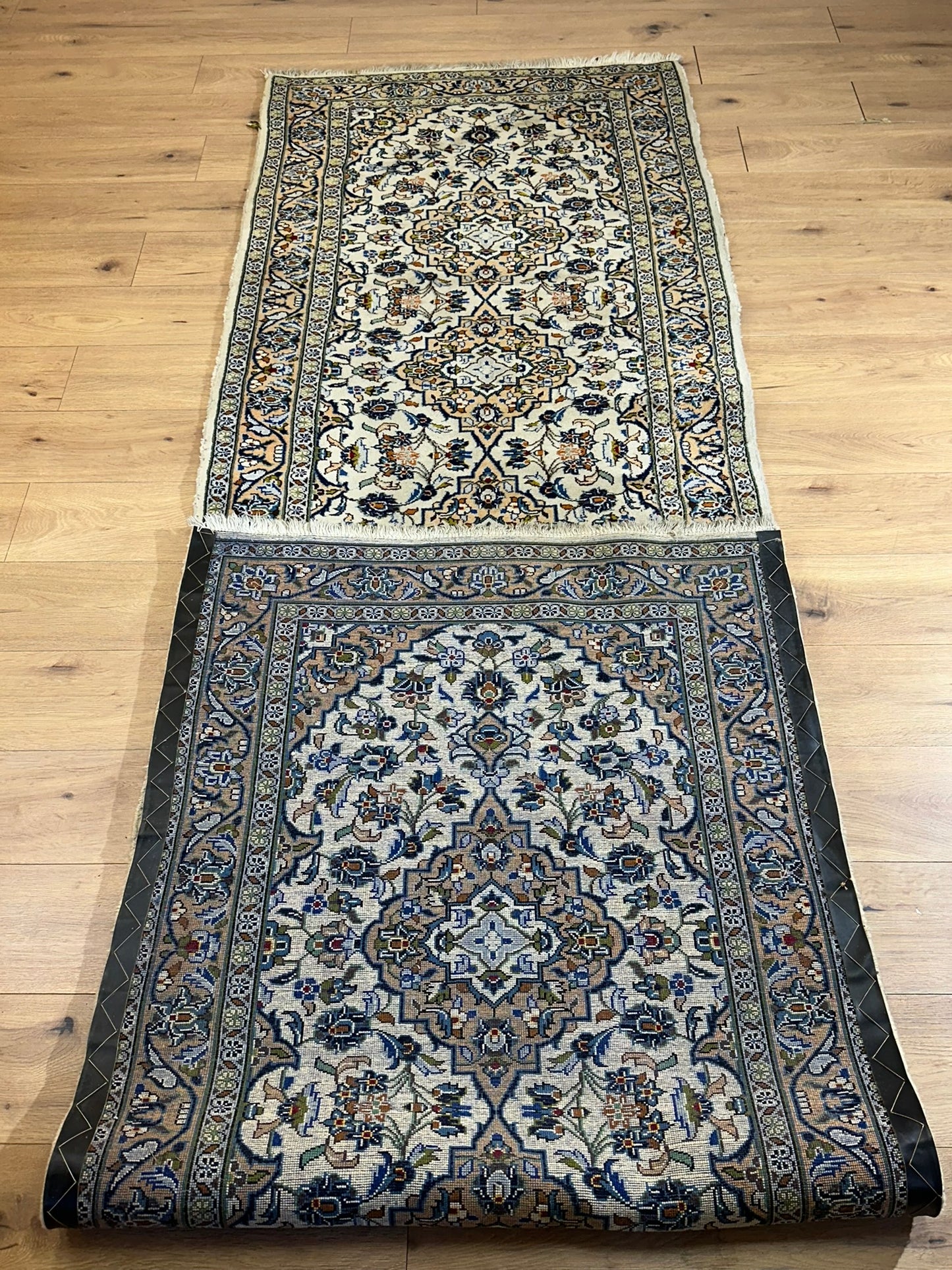 Orientteppich handgeknüpft Keschan Läufer 390x107 cm