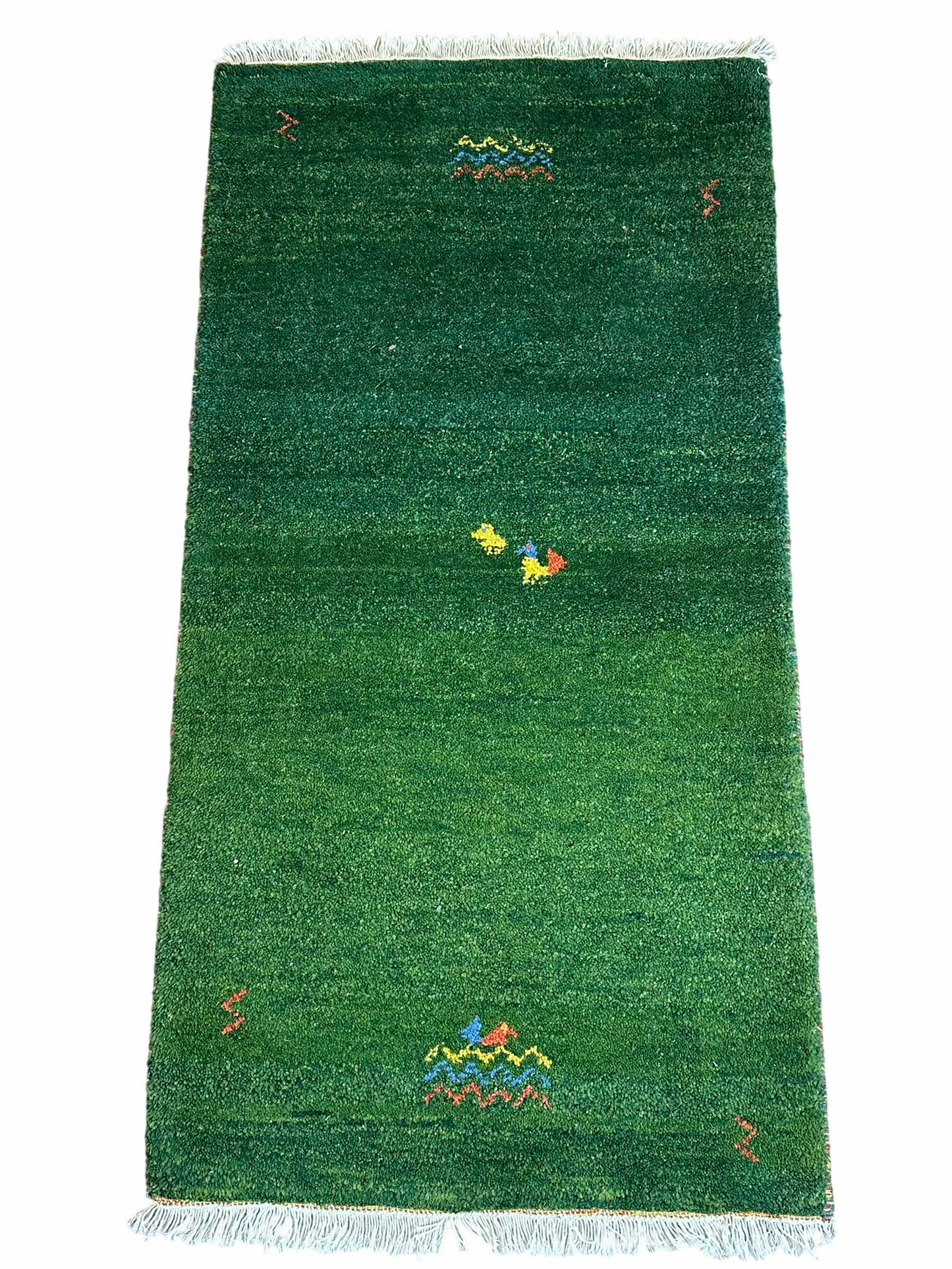 Orientteppich handgeknüpft Indo Gabbeh Grün 125x60 cm