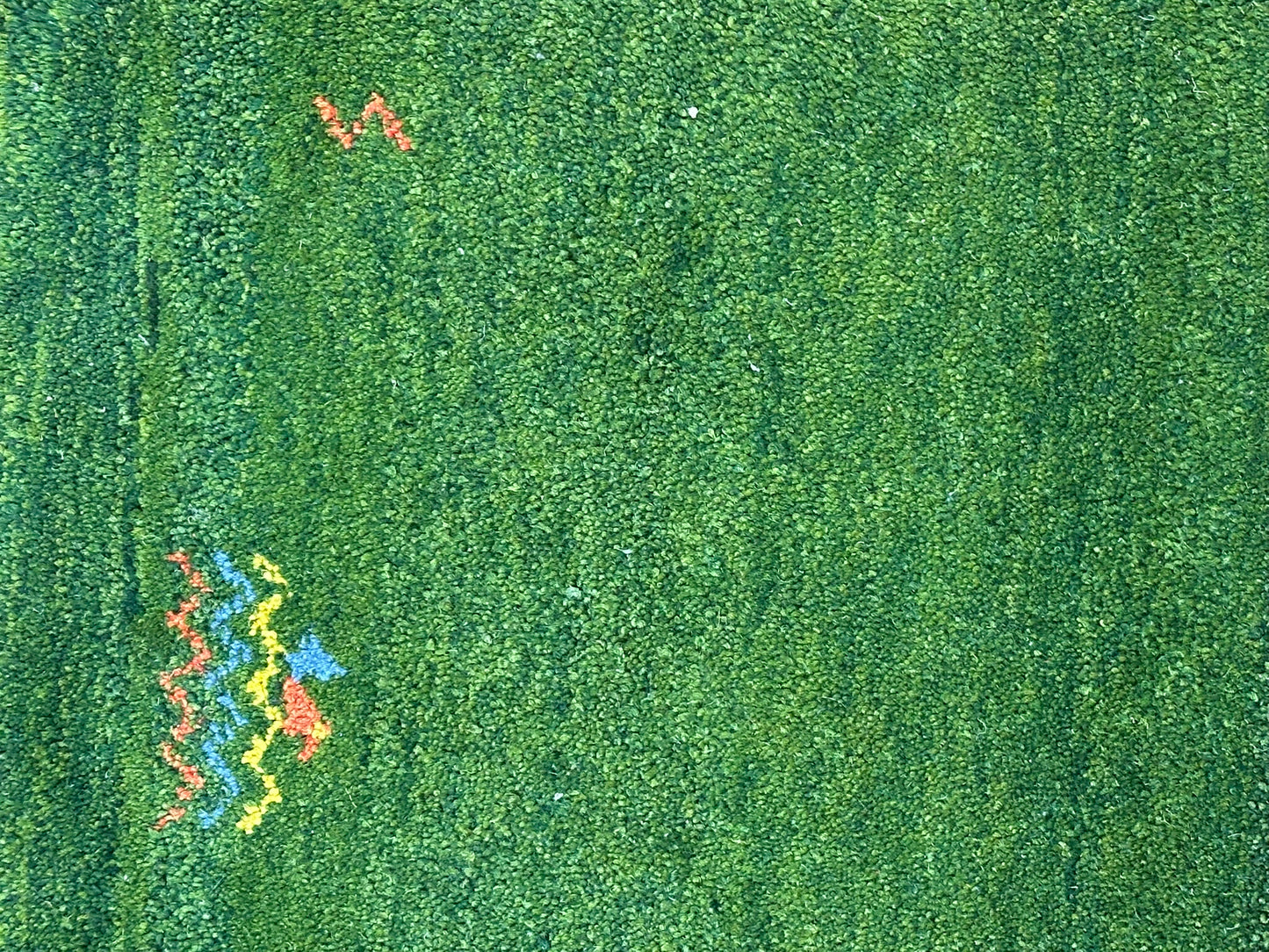 Orientteppich handgeknüpft Indo Gabbeh Grün 125x60 cm