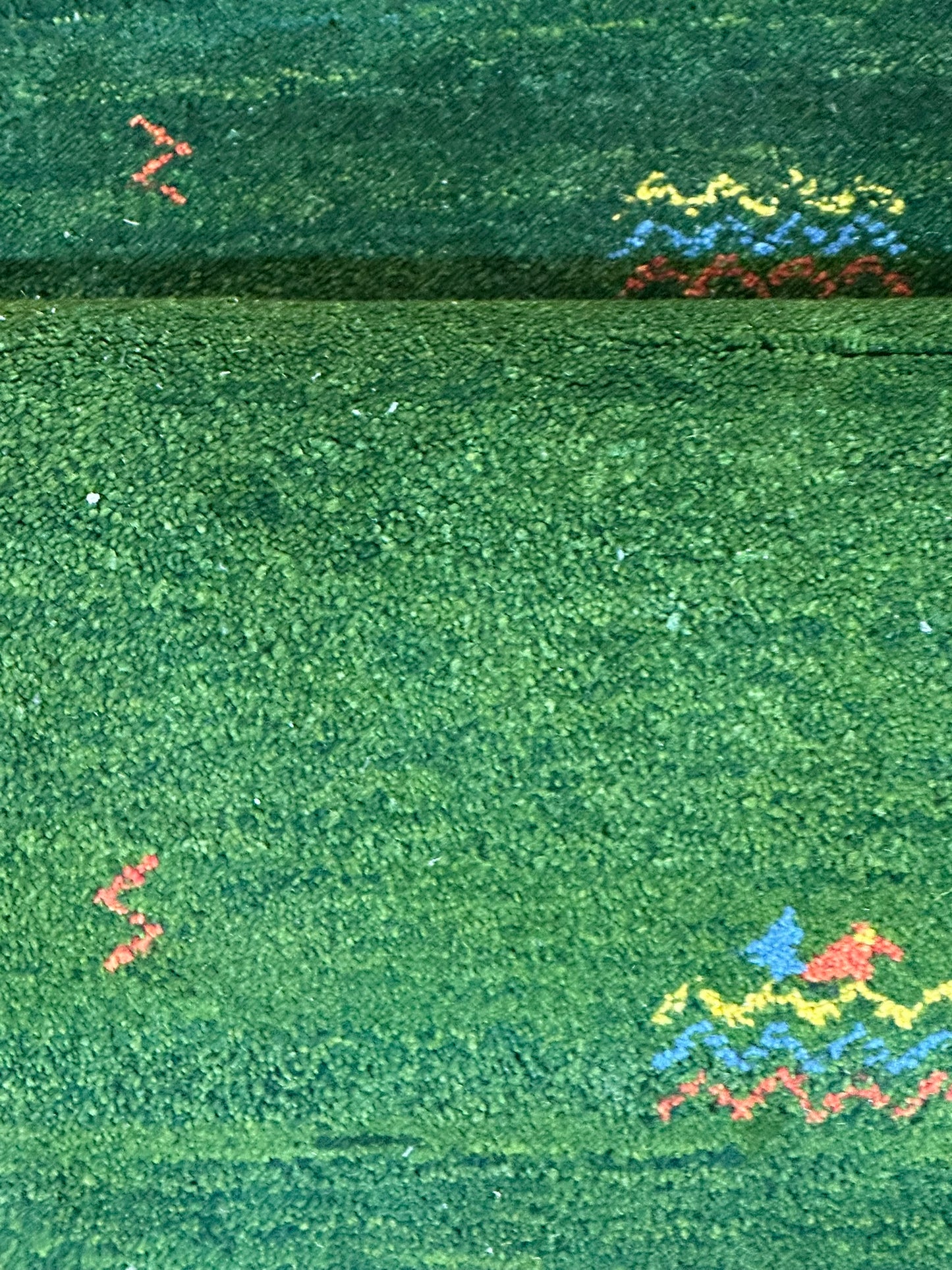 Orientteppich handgeknüpft Indo Gabbeh Grün 125x60 cm