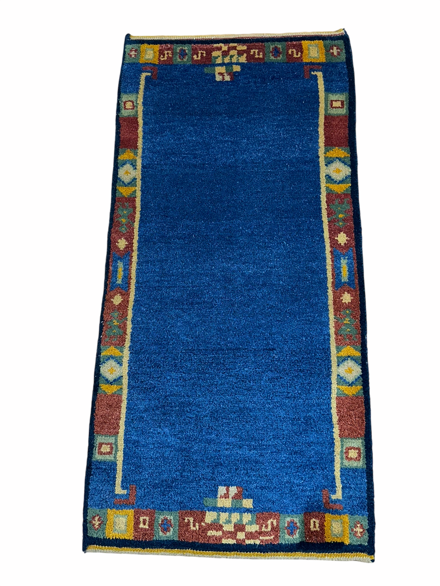 Orientteppich handgeknüpft Indo Gabbeh Blau 122x60 cm