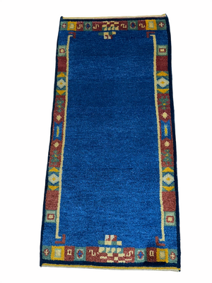 Orientteppich handgeknüpft Indo Gabbeh Blau 122x60 cm