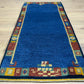 Orientteppich handgeknüpft Indo Gabbeh Blau 122x60 cm