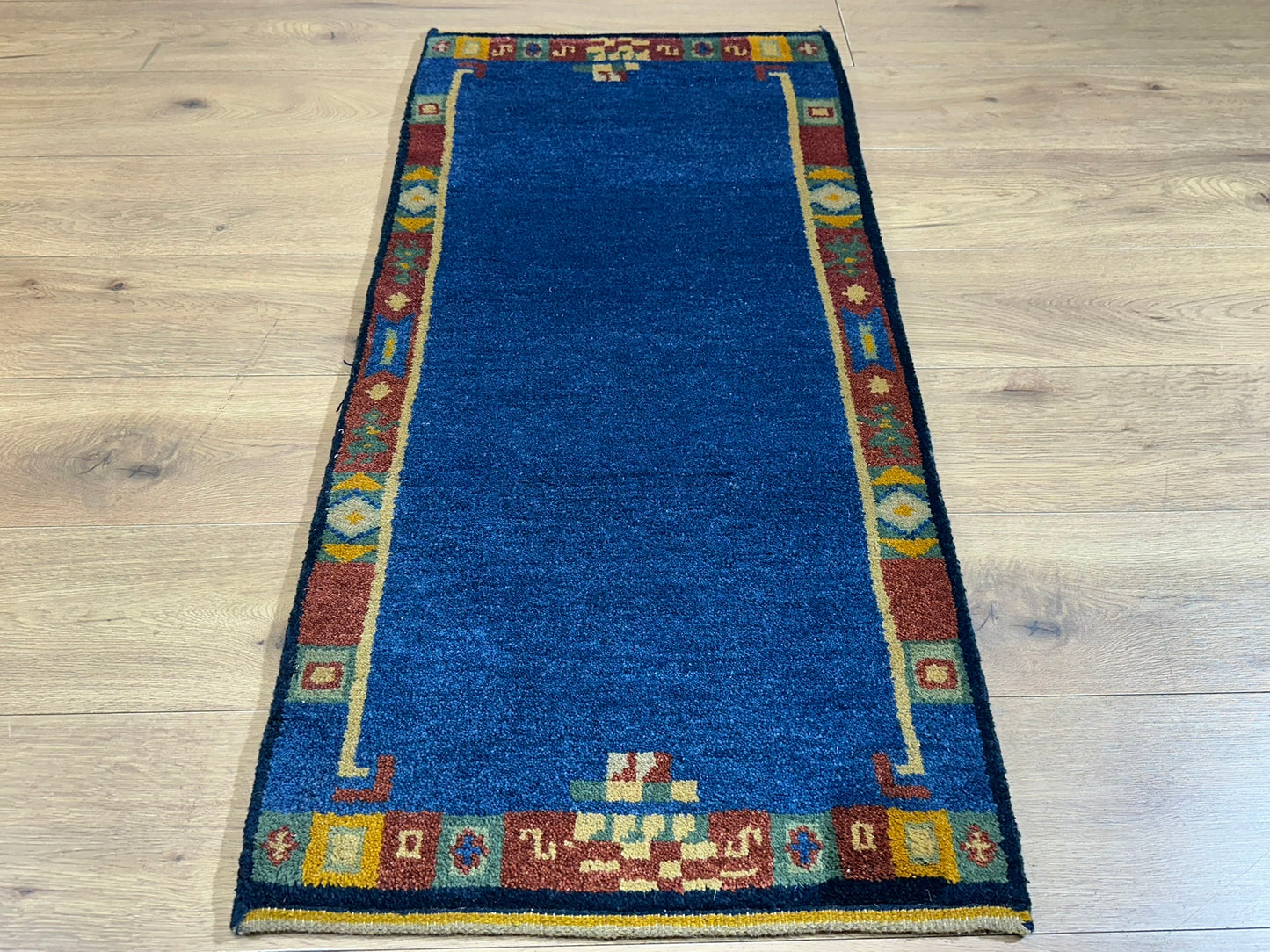 Orientteppich handgeknüpft Indo Gabbeh Blau 122x60 cm