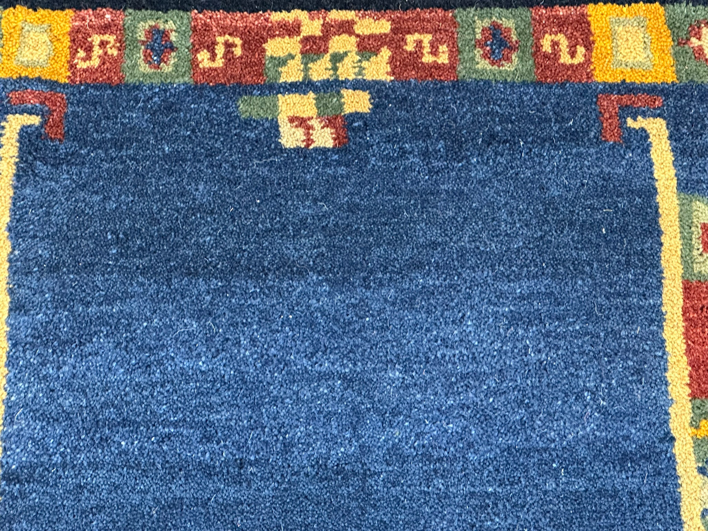 Orientteppich handgeknüpft Indo Gabbeh Blau 122x60 cm