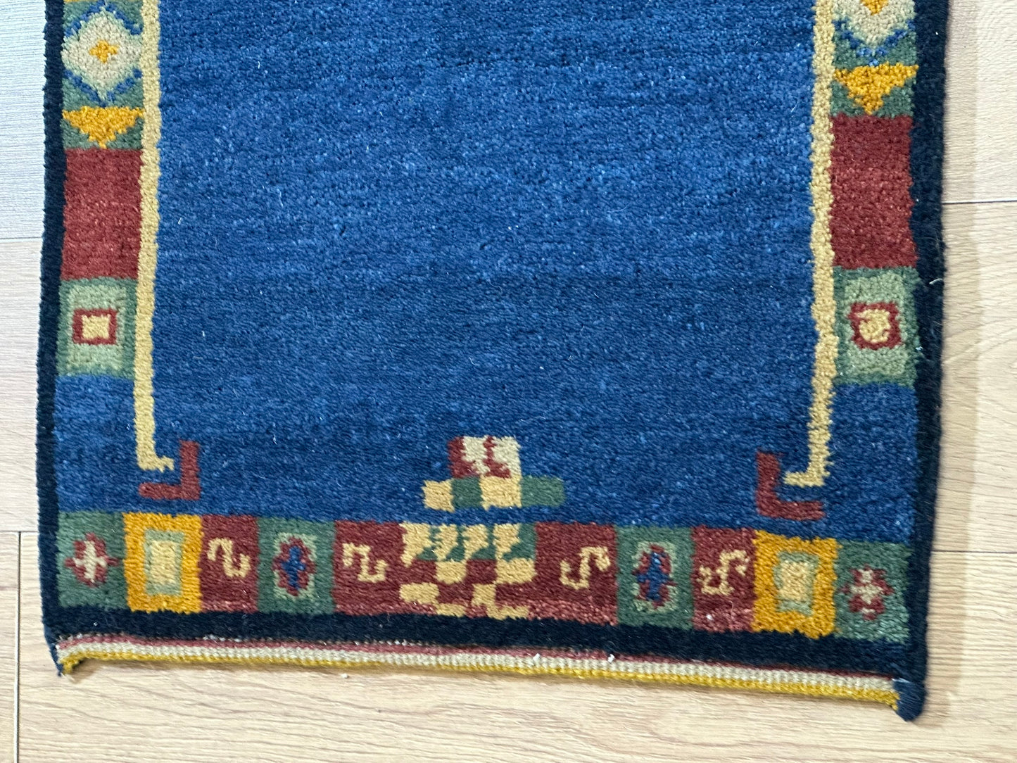 Orientteppich handgeknüpft Indo Gabbeh Blau 122x60 cm