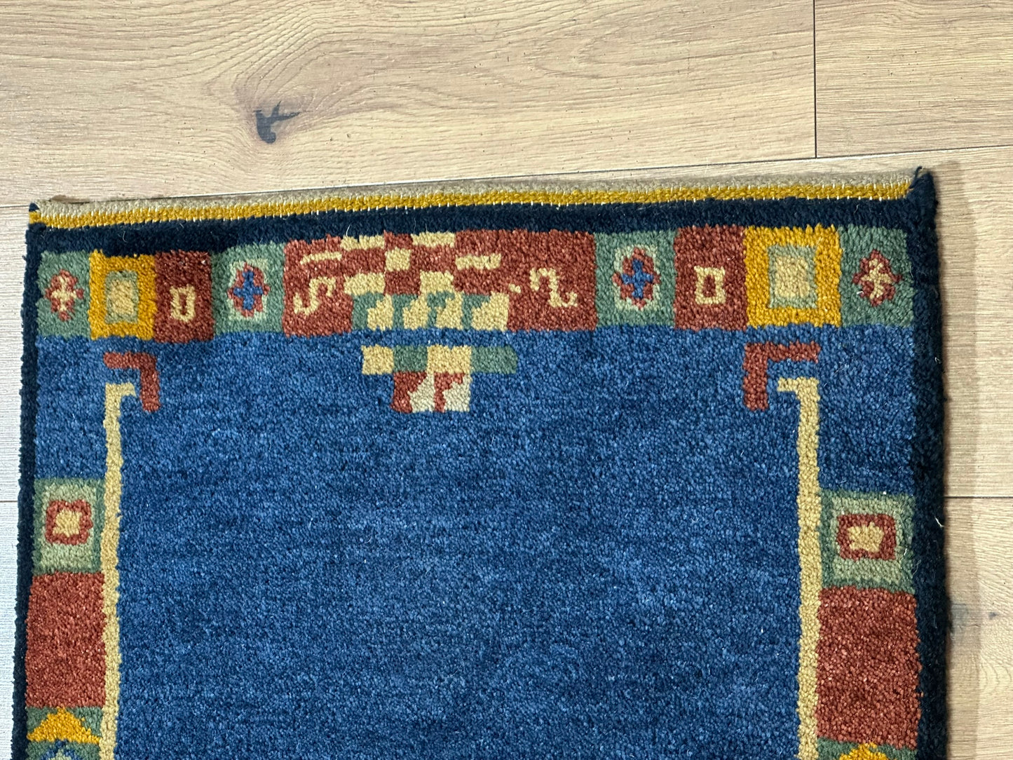 Orientteppich handgeknüpft Indo Gabbeh Blau 122x60 cm