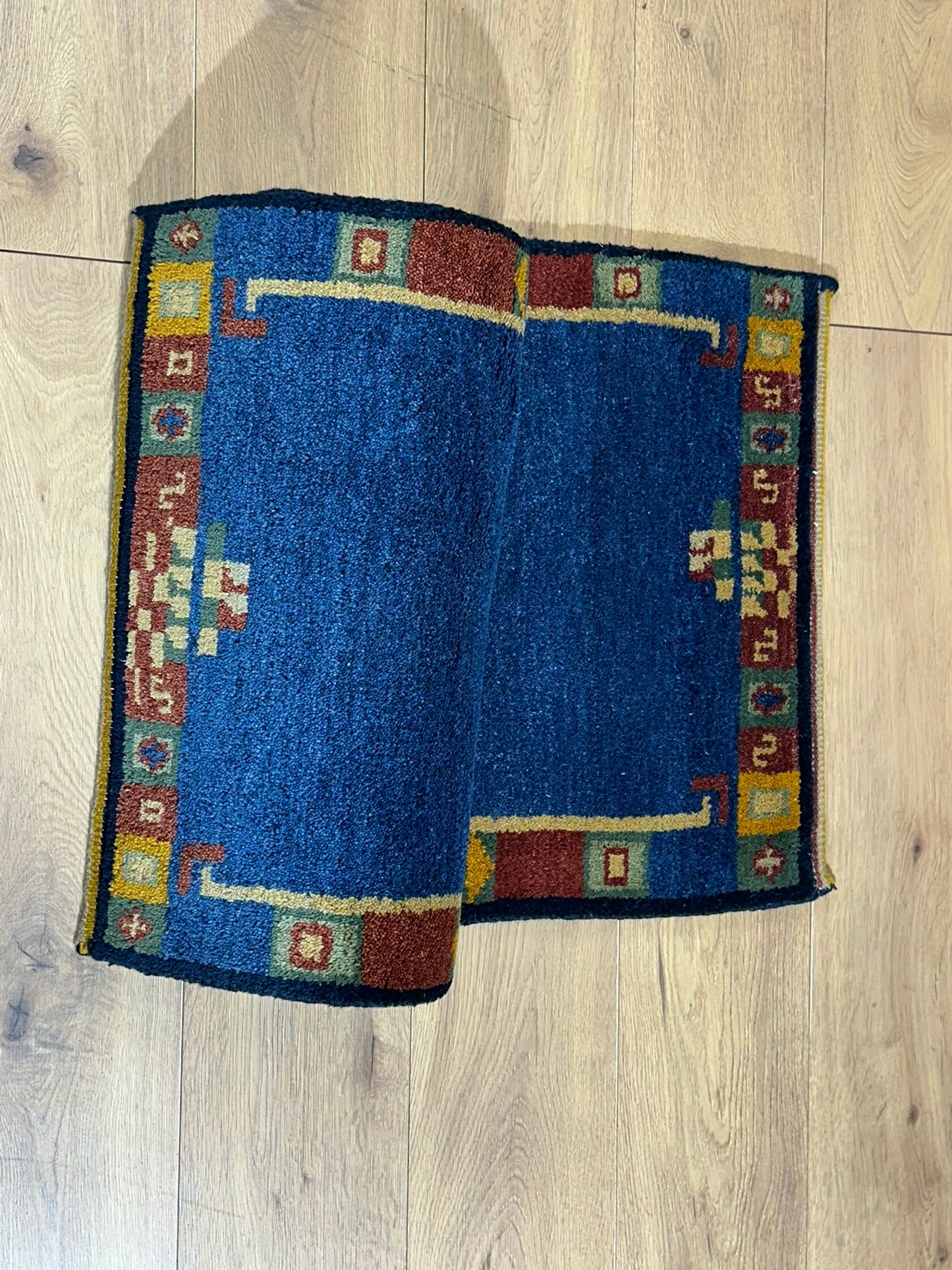 Orientteppich handgeknüpft Indo Gabbeh Blau 122x60 cm