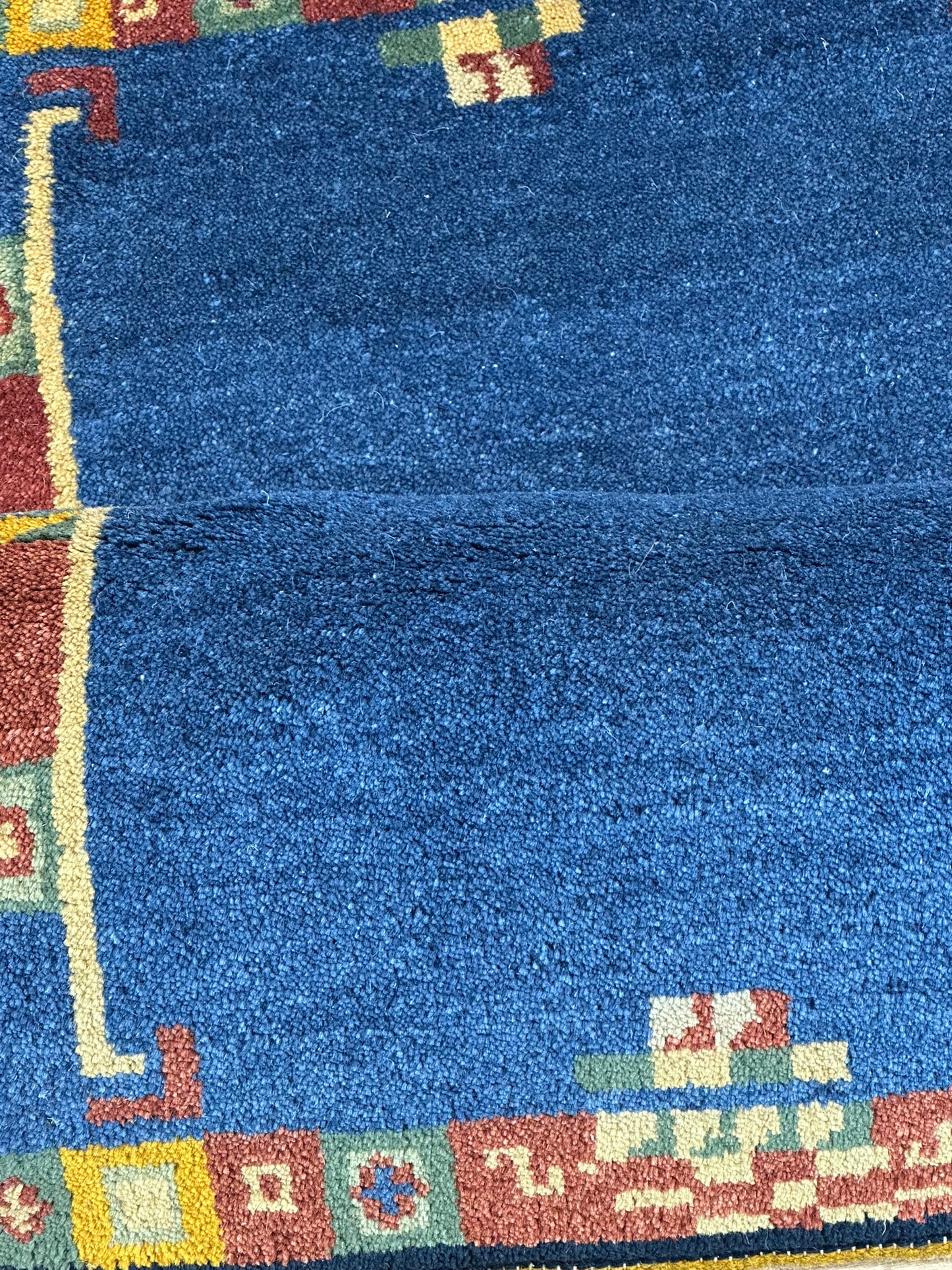 Orientteppich handgeknüpft Indo Gabbeh Blau 122x60 cm