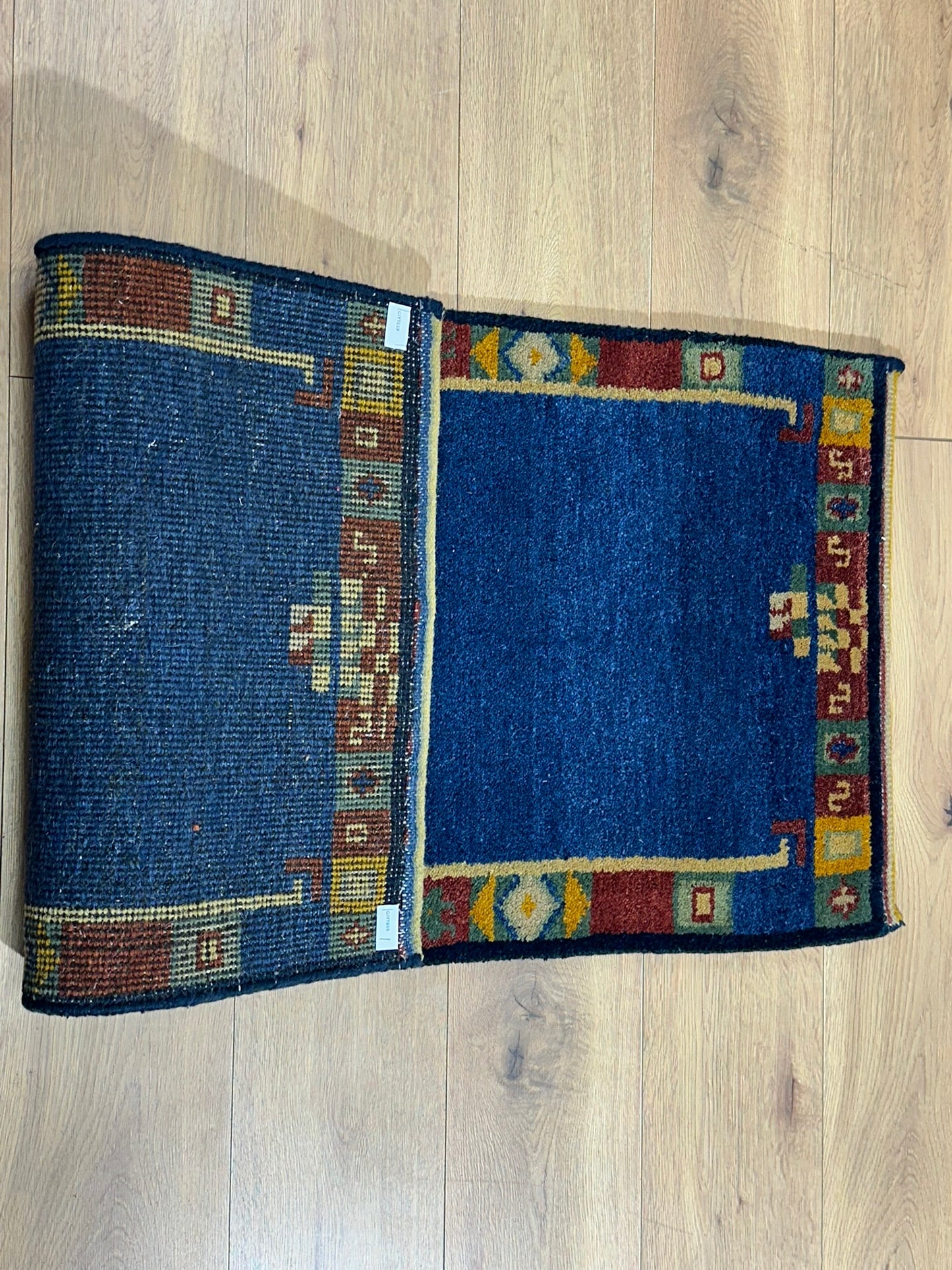 Orientteppich handgeknüpft Indo Gabbeh Blau 122x60 cm