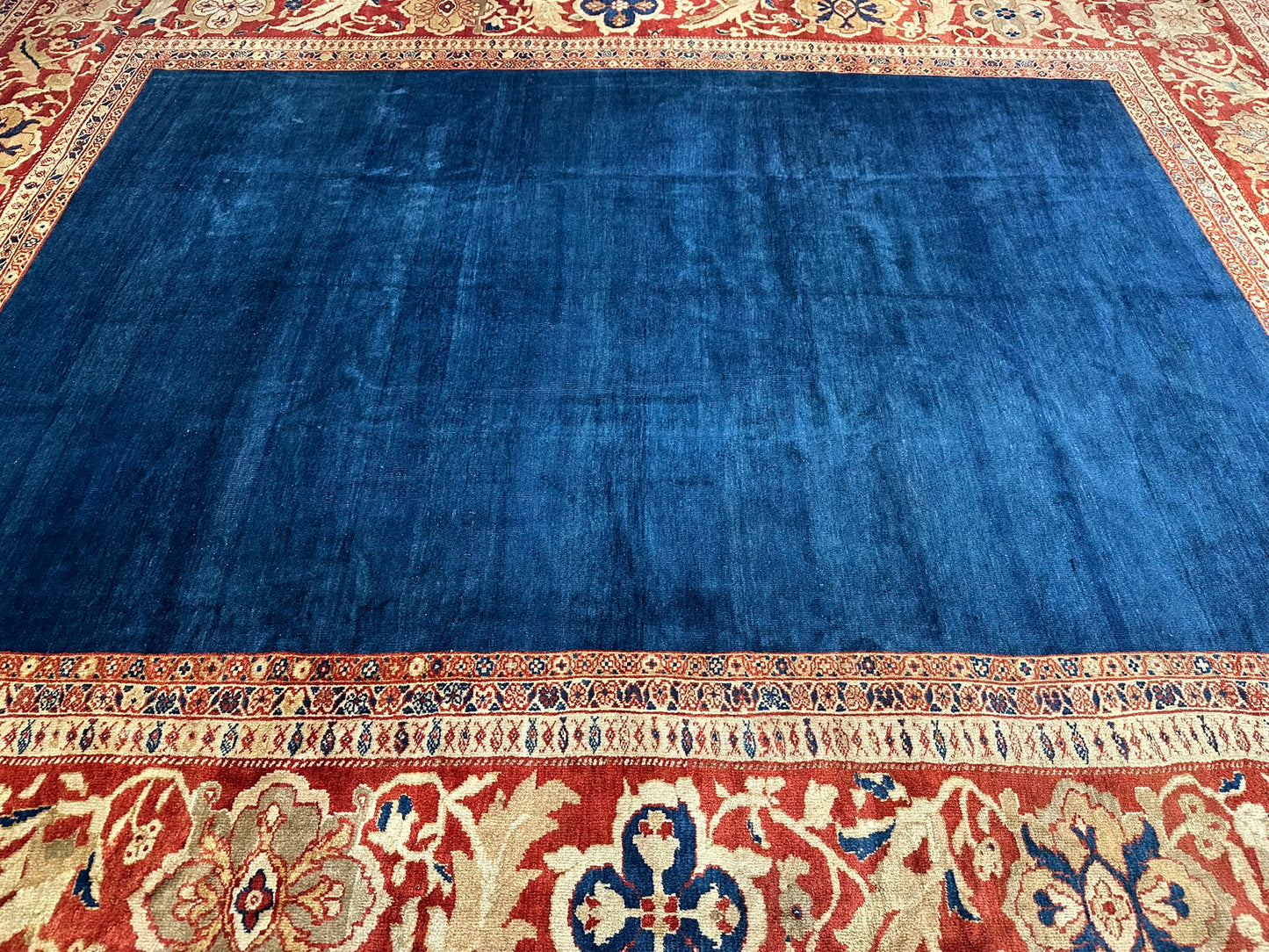 Orientteppich handgeknüpft 460x375 cm antik naturfarben Mahal Ziegler