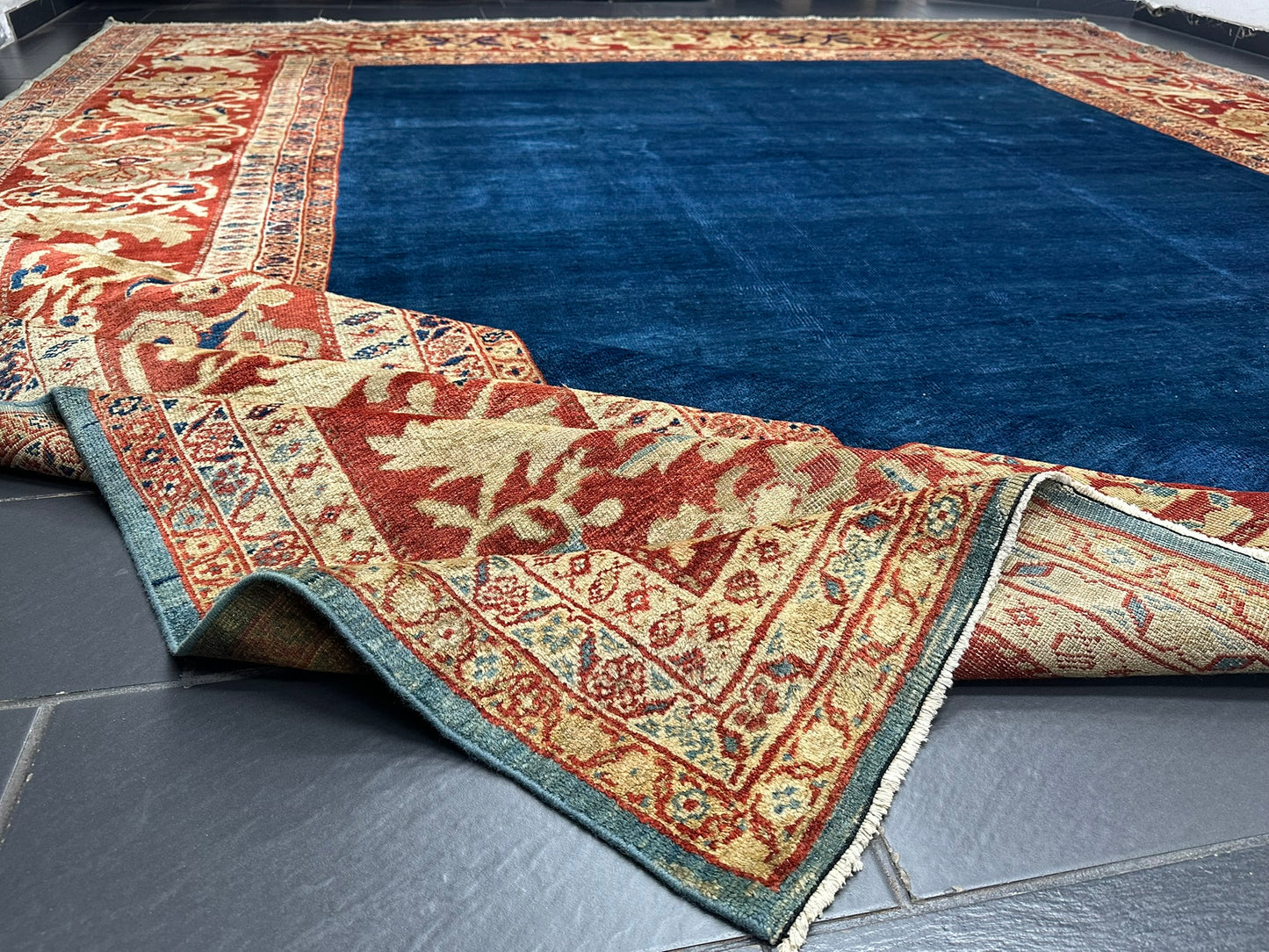 Orientteppich handgeknüpft 460x375 cm antik naturfarben Mahal Ziegler
