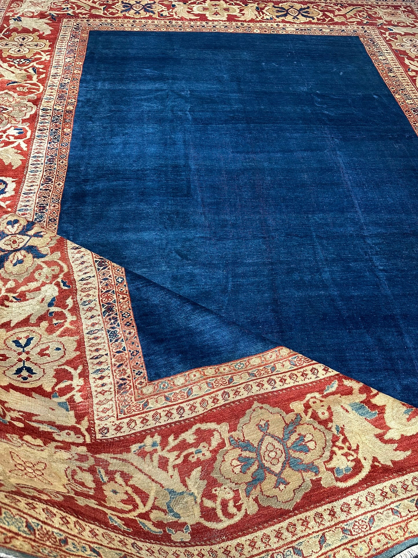 Orientteppich handgeknüpft 460x375 cm antik naturfarben Mahal Ziegler