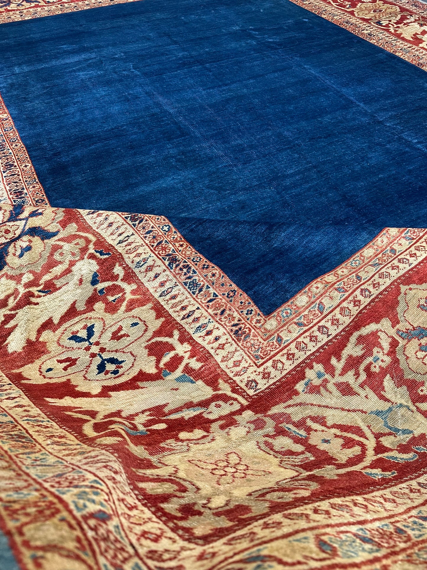 Orientteppich handgeknüpft 460x375 cm antik naturfarben Mahal Ziegler