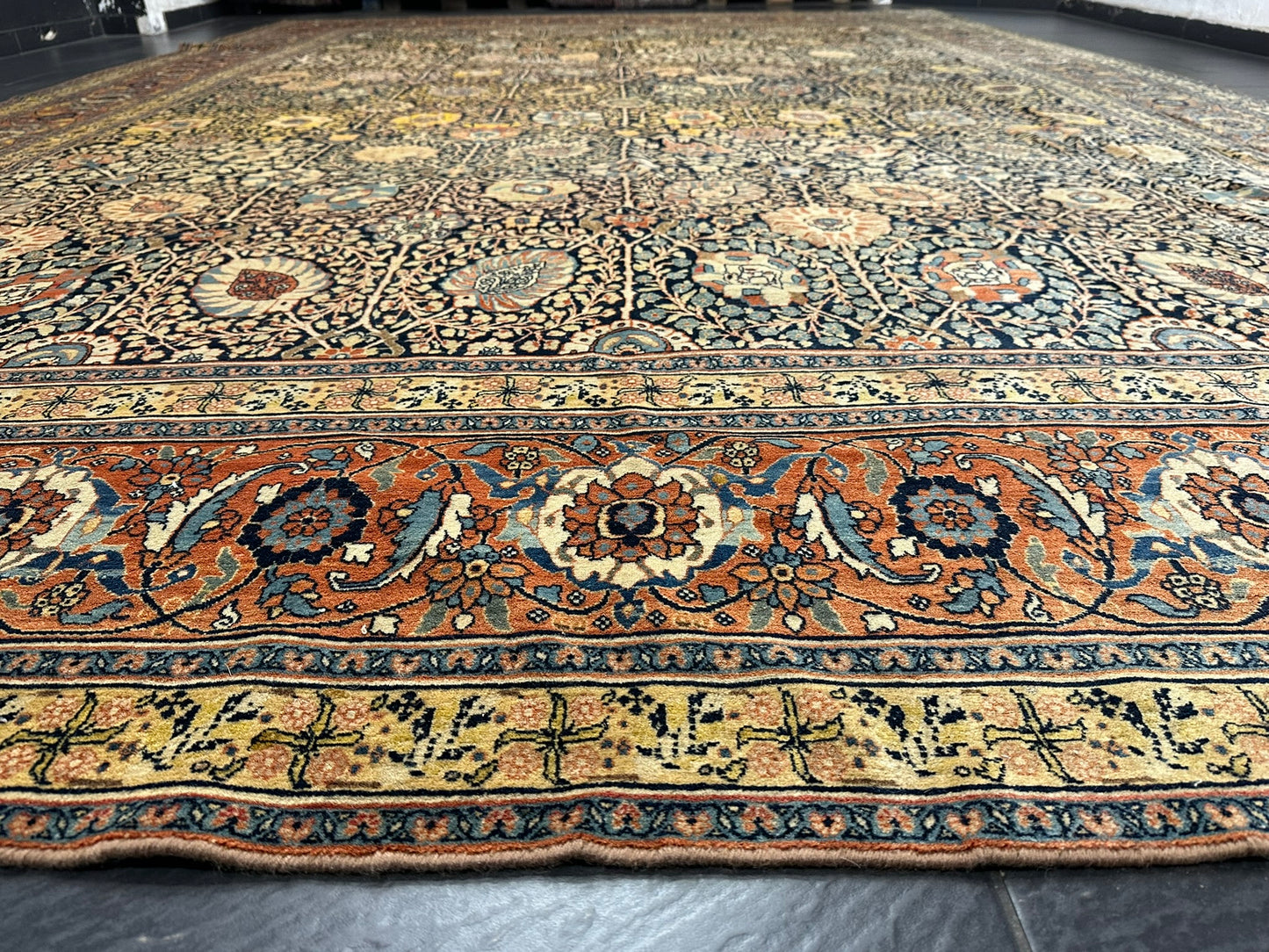 Orientteppich handgeknüpft 515x337 cm antik naturfarben Täbriz Hadji Jilali