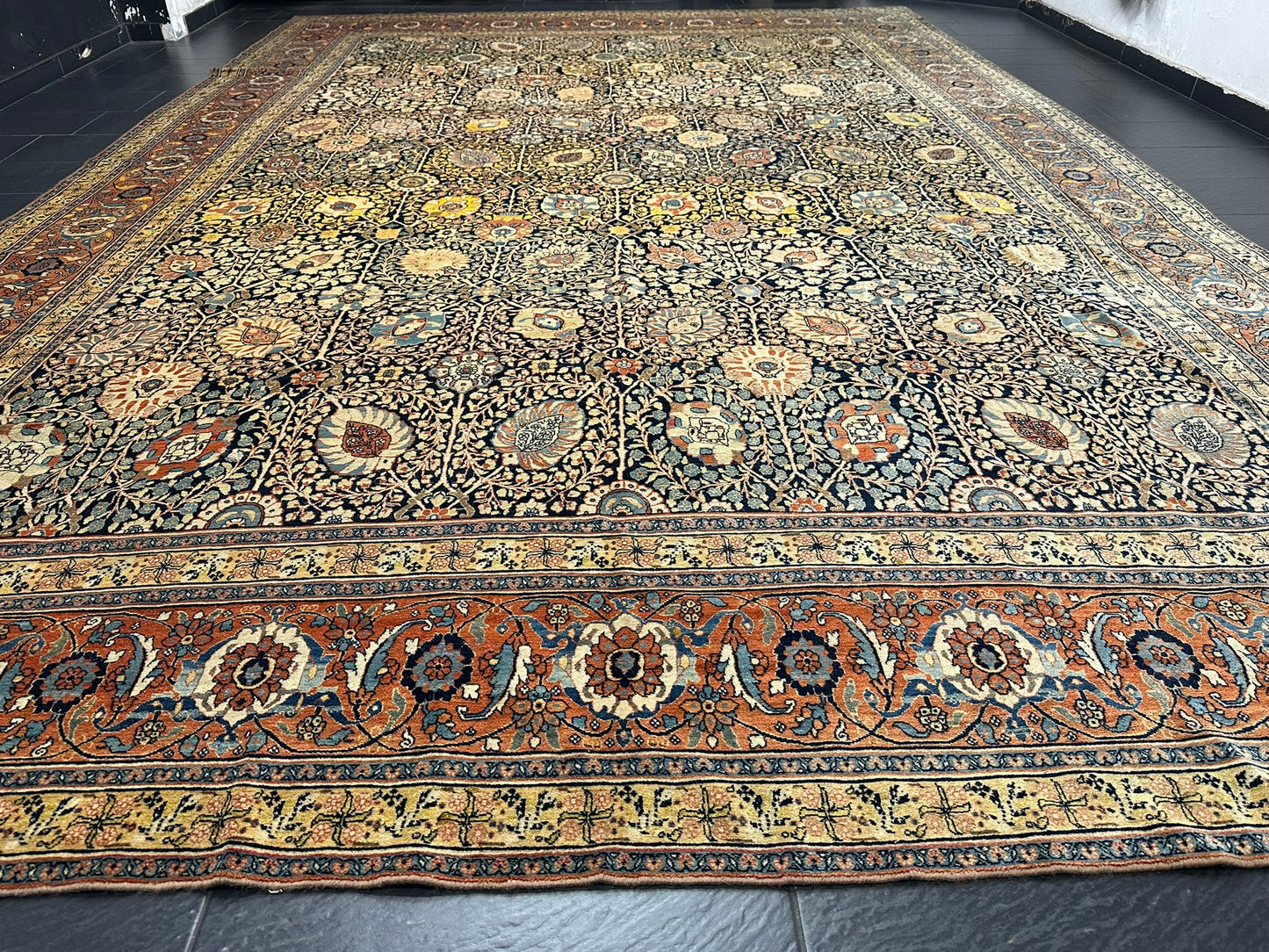 Orientteppich handgeknüpft 515x337 cm antik naturfarben Täbriz Hadji Jilali
