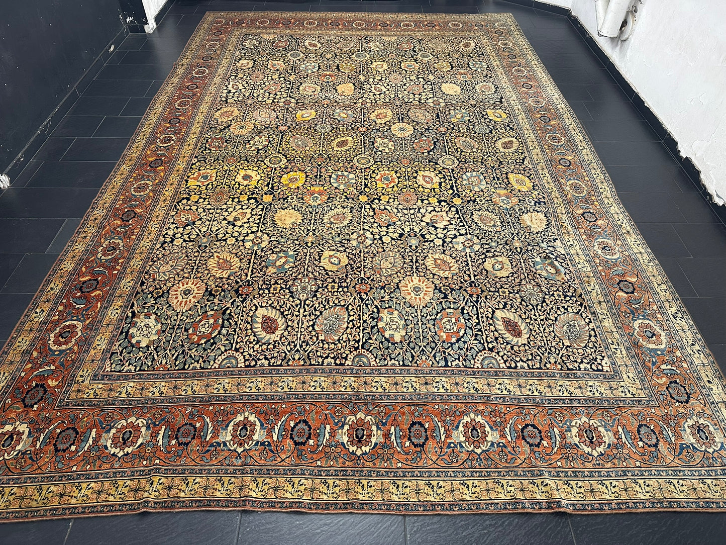 Orientteppich handgeknüpft 515x337 cm antik naturfarben Täbriz Hadji Jilali