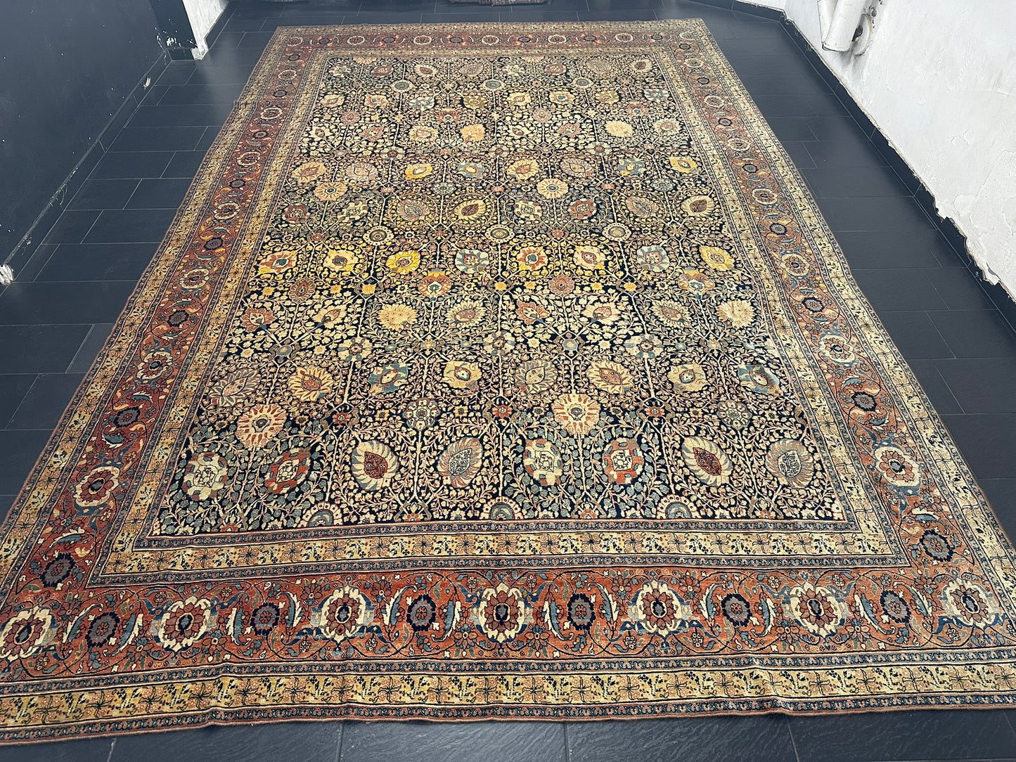 Orientteppich handgeknüpft 515x337 cm antik naturfarben Täbriz Hadji Jilali