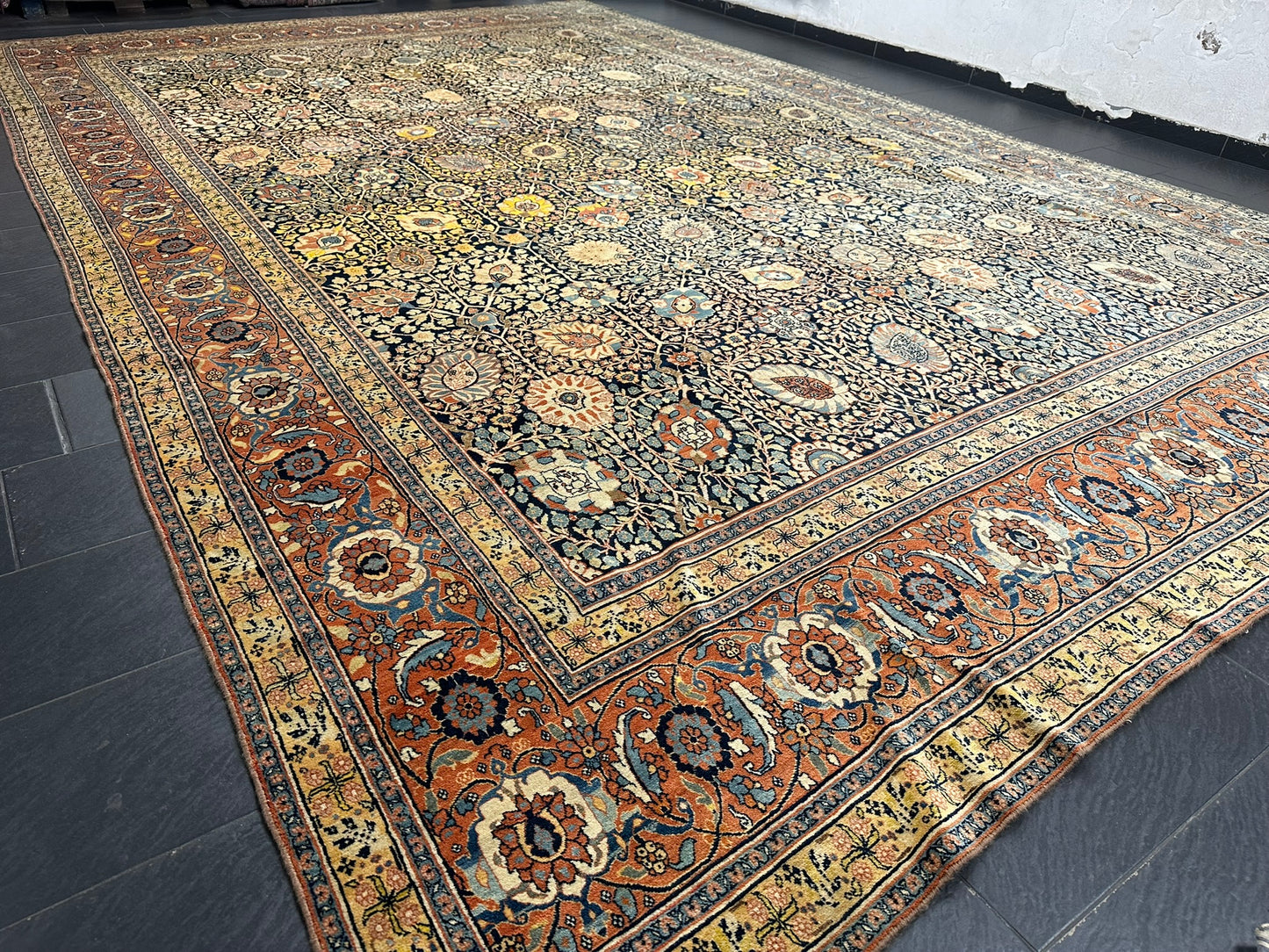 Orientteppich handgeknüpft 515x337 cm antik naturfarben Täbriz Hadji Jilali