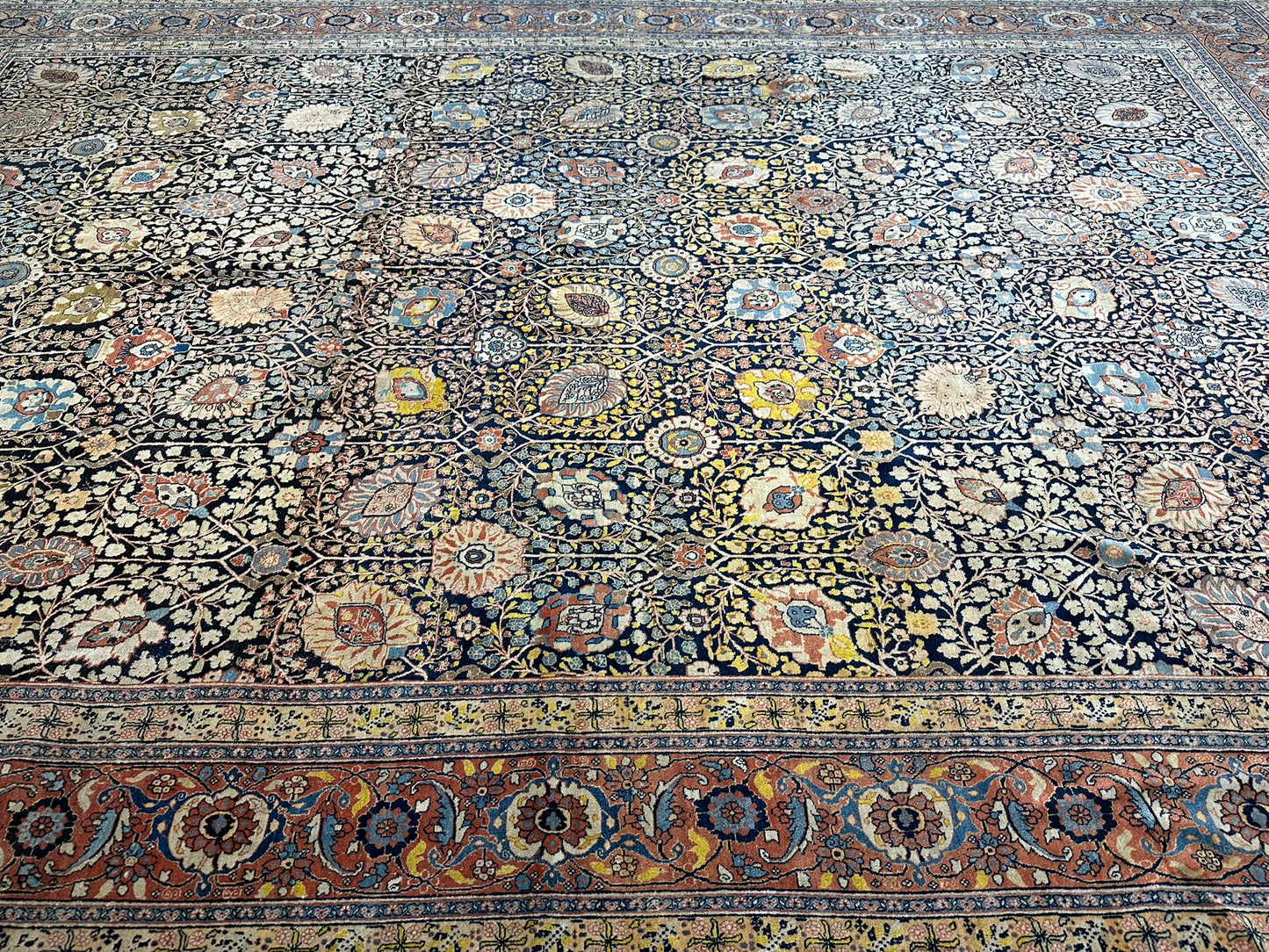 Orientteppich handgeknüpft 515x337 cm antik naturfarben Täbriz Hadji Jilali