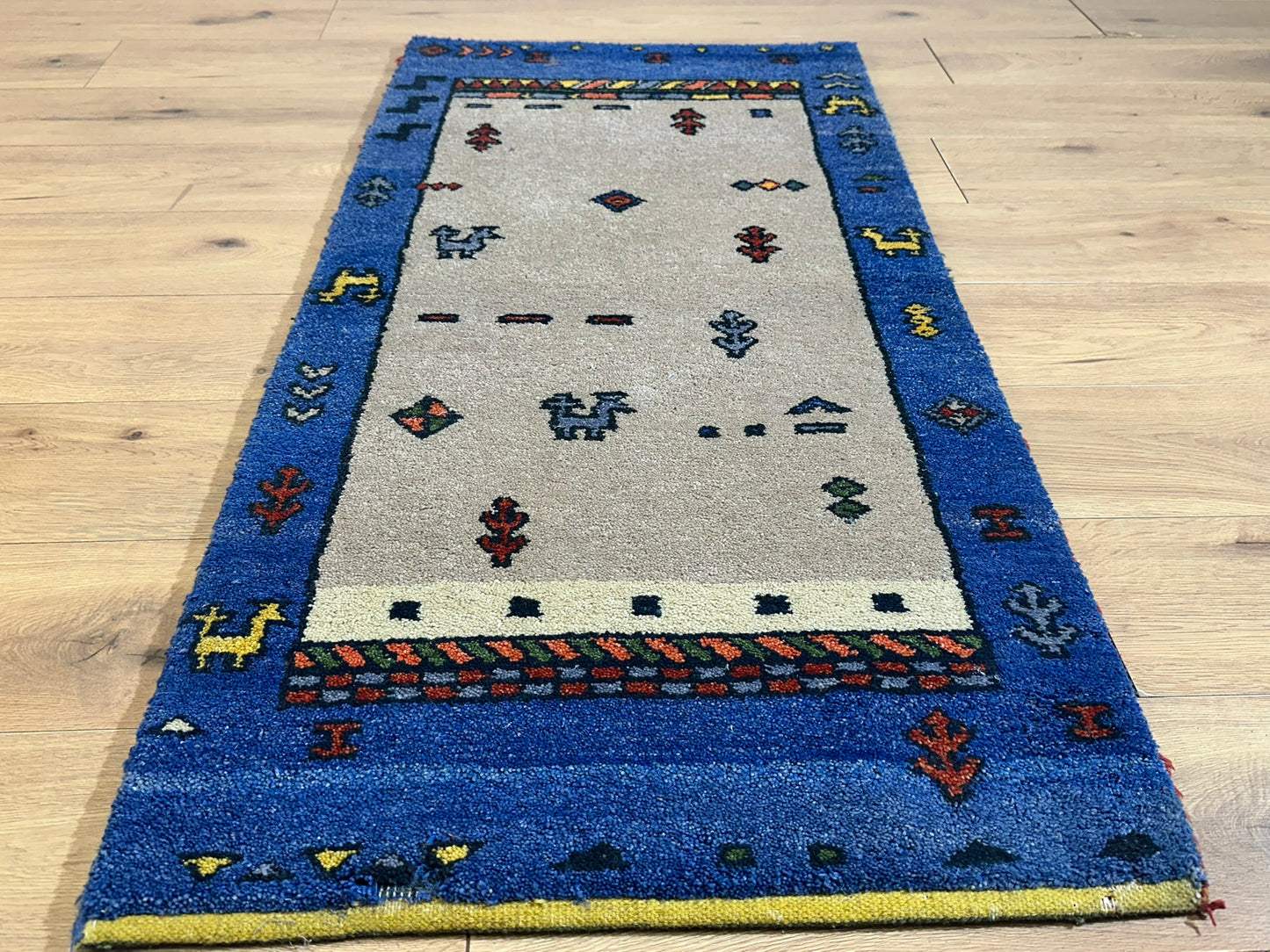 Orientteppich handgeknüpft Gabbeh Indian 140x70 cm