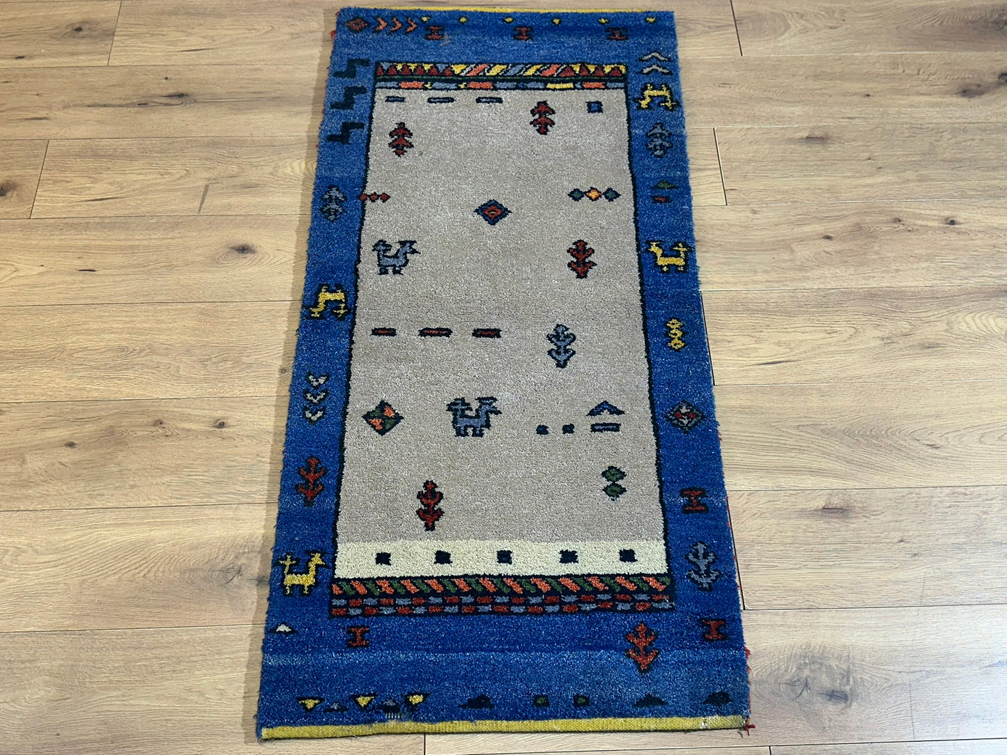 Orientteppich handgeknüpft Gabbeh Indian 140x70 cm