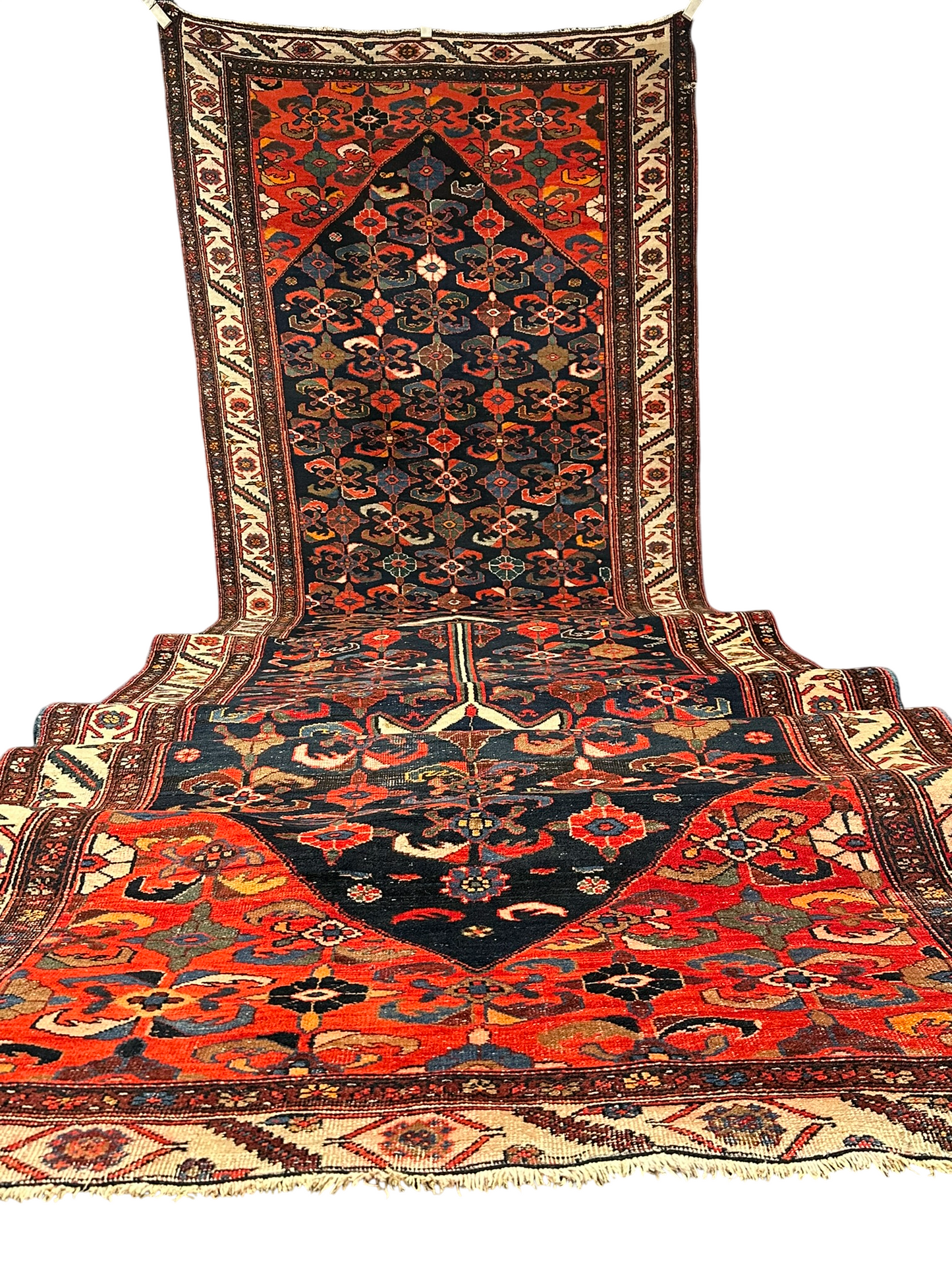 Orientteppich handgeknüpft 690x150 cm antik naturfarben Bidjar selten