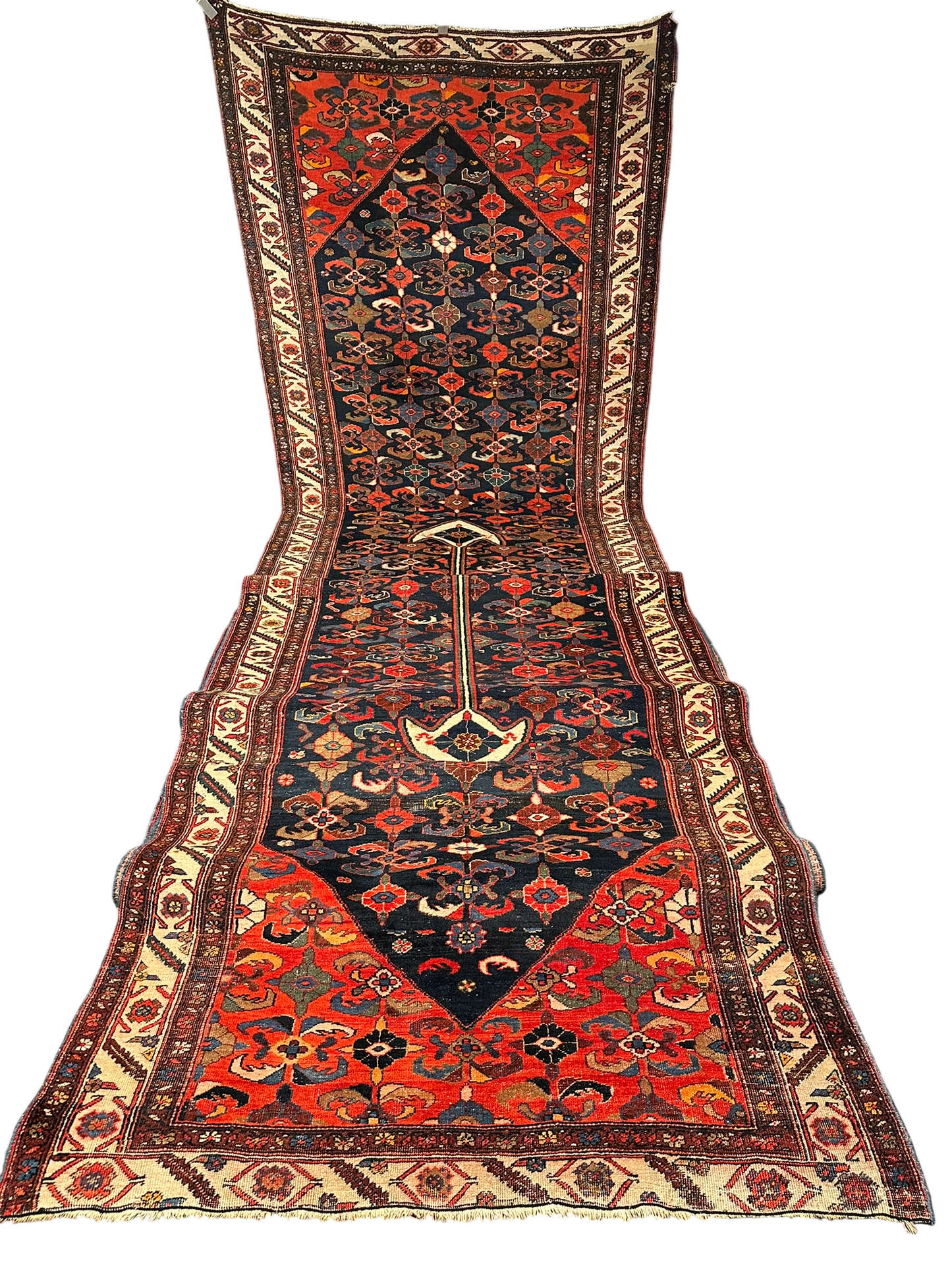 Orientteppich handgeknüpft 690x150 cm antik naturfarben Bidjar selten