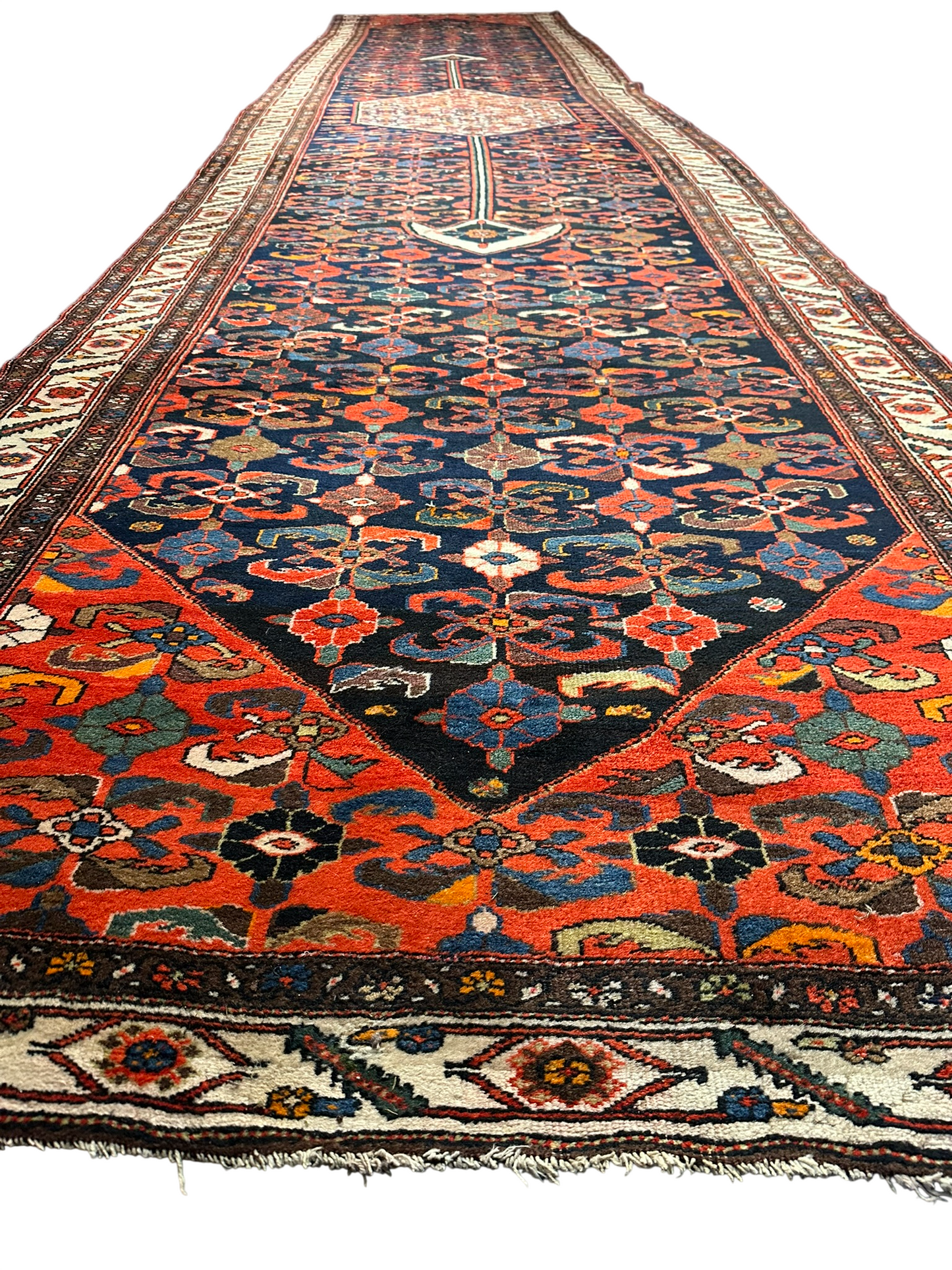 Orientteppich handgeknüpft 690x150 cm antik naturfarben Bidjar selten