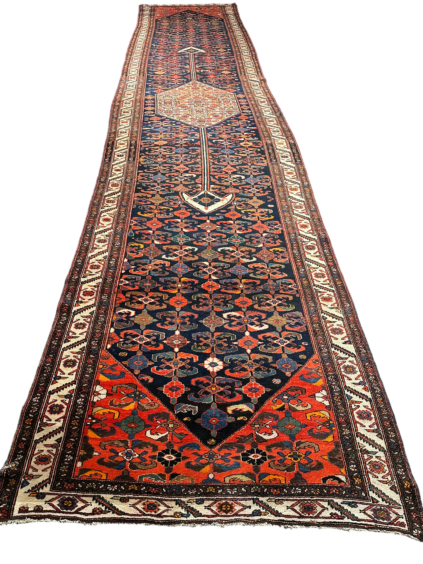 Orientteppich handgeknüpft 690x150 cm antik naturfarben Bidjar selten
