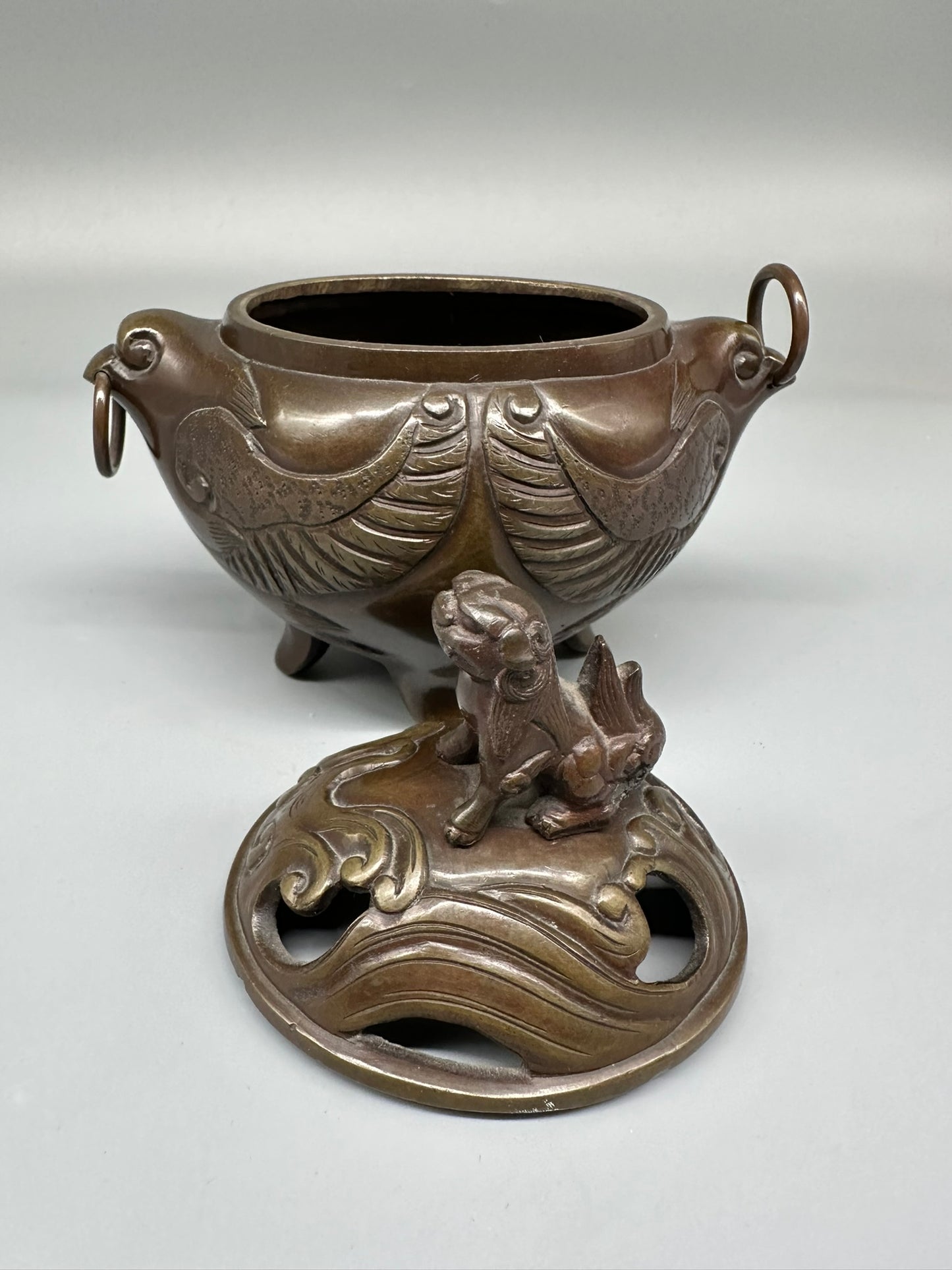 Antikes Bronze Räuchergefäß aus Japan