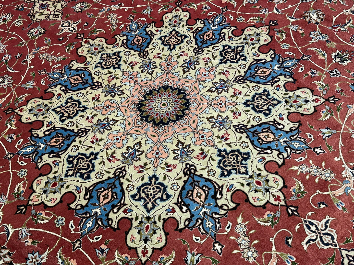 Orientteppich handgeknüpft 393x302 Täbriz Muster 50er
